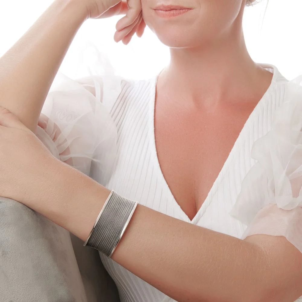 Bali Cuff Silver Bangle - Image 2