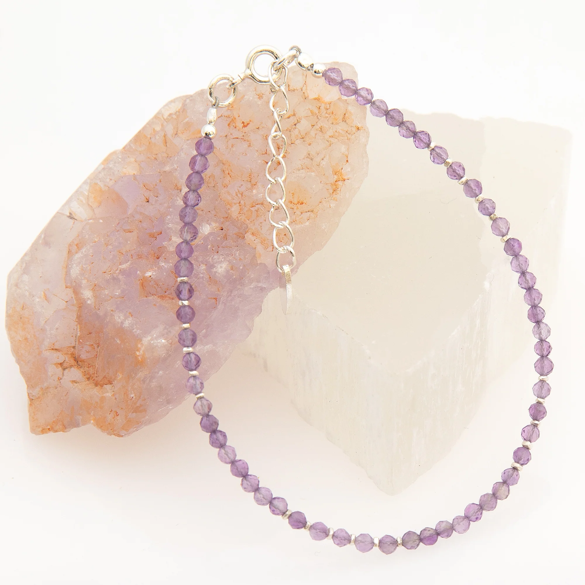 Amethyst Silver Stacking Bracelet - Image 3