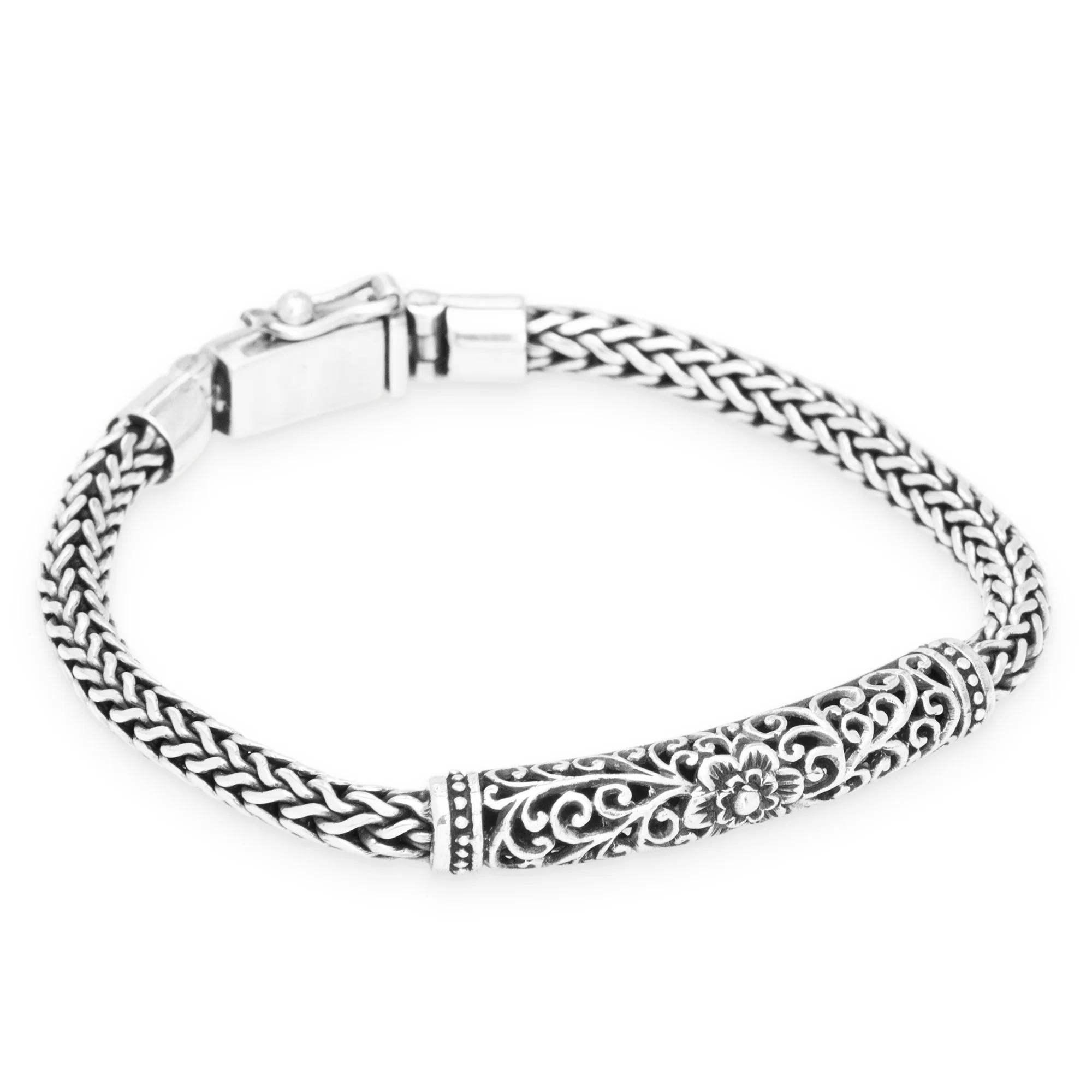 Bali Flower Foxtail Chain Bracelet (B645BRC01)