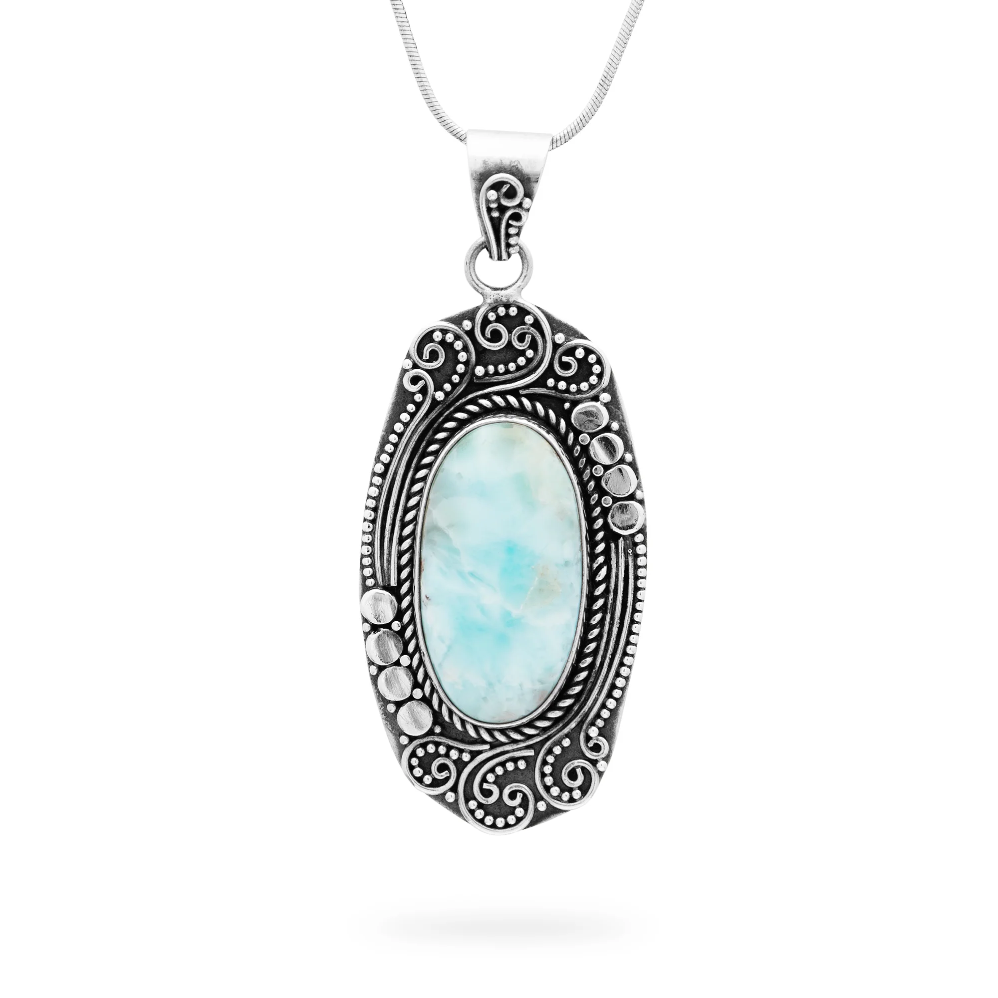 Bali Larimar Oval Pendant (B578P01)