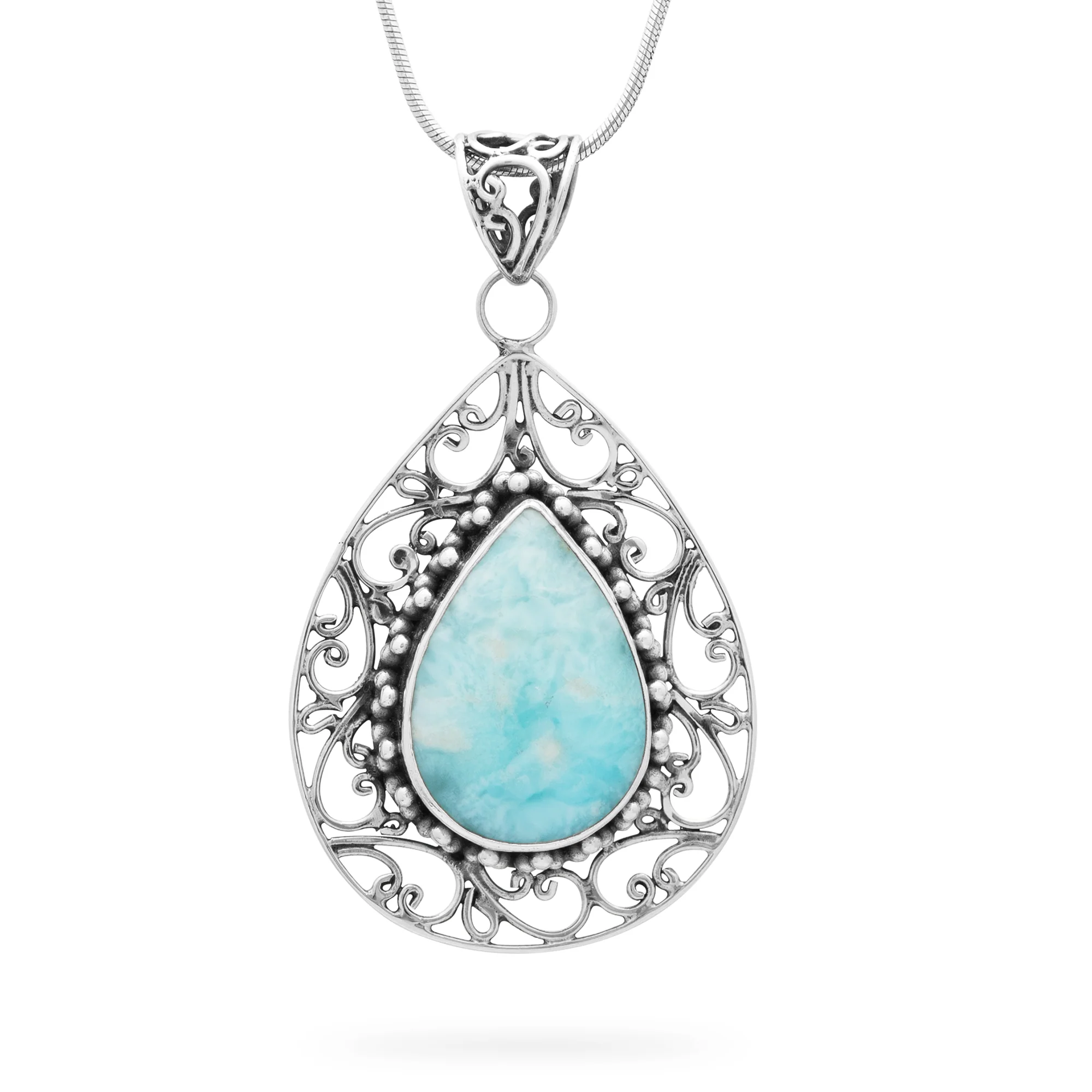 Bali Larimar Teardrop Pendant (B597P01)