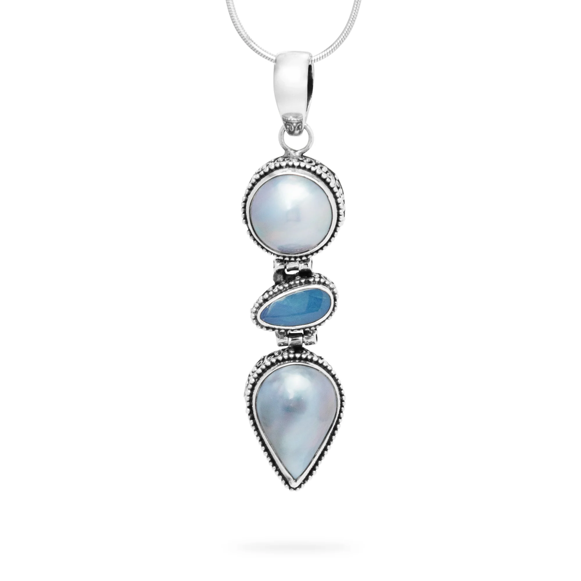 Bali Pearl & Blue Agate Pendant (B633P01)