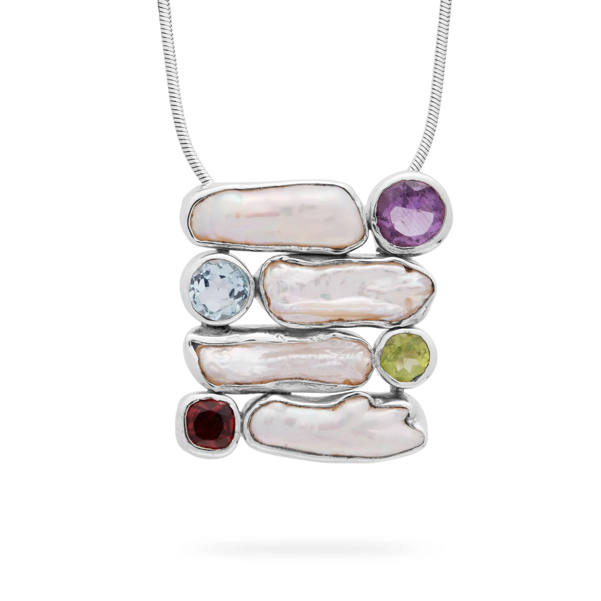 Bali Multi-Stone Square Pendant (B720P01)