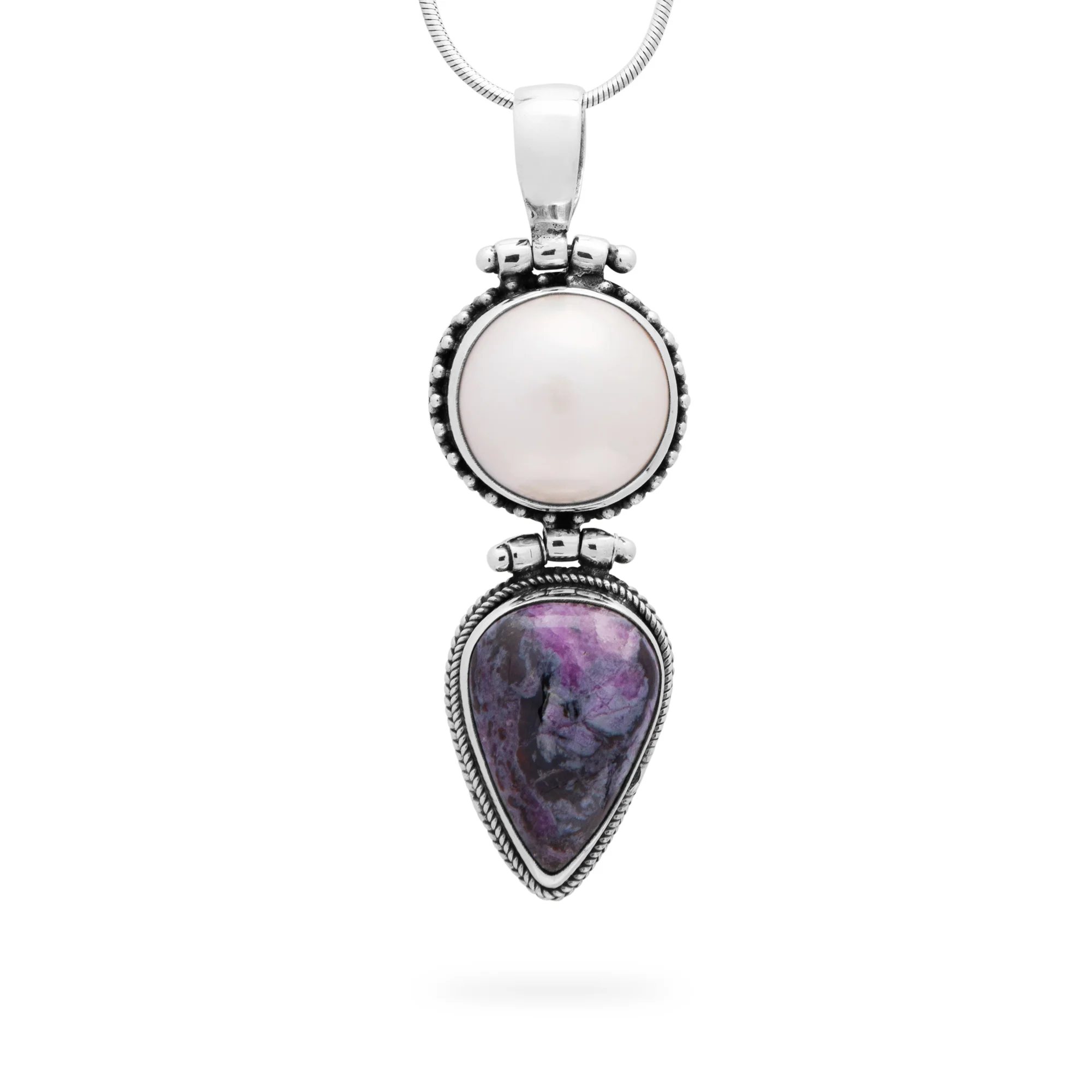 Bali Pearl & Charoite Pendant (B725P01)
