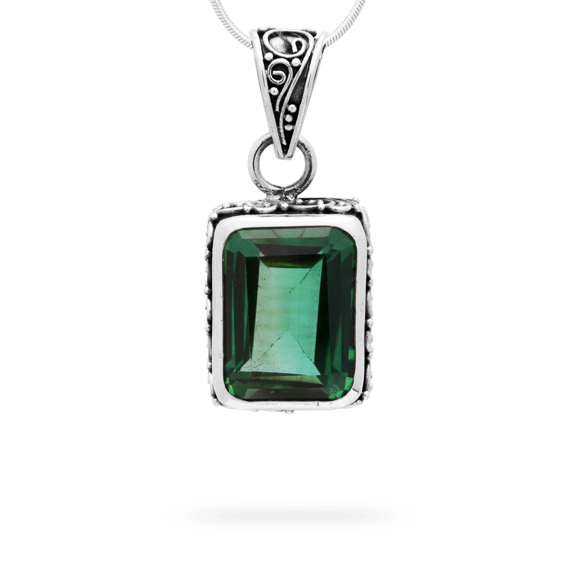 Bali Rectangular Green Quartz Pendant (B729P01)