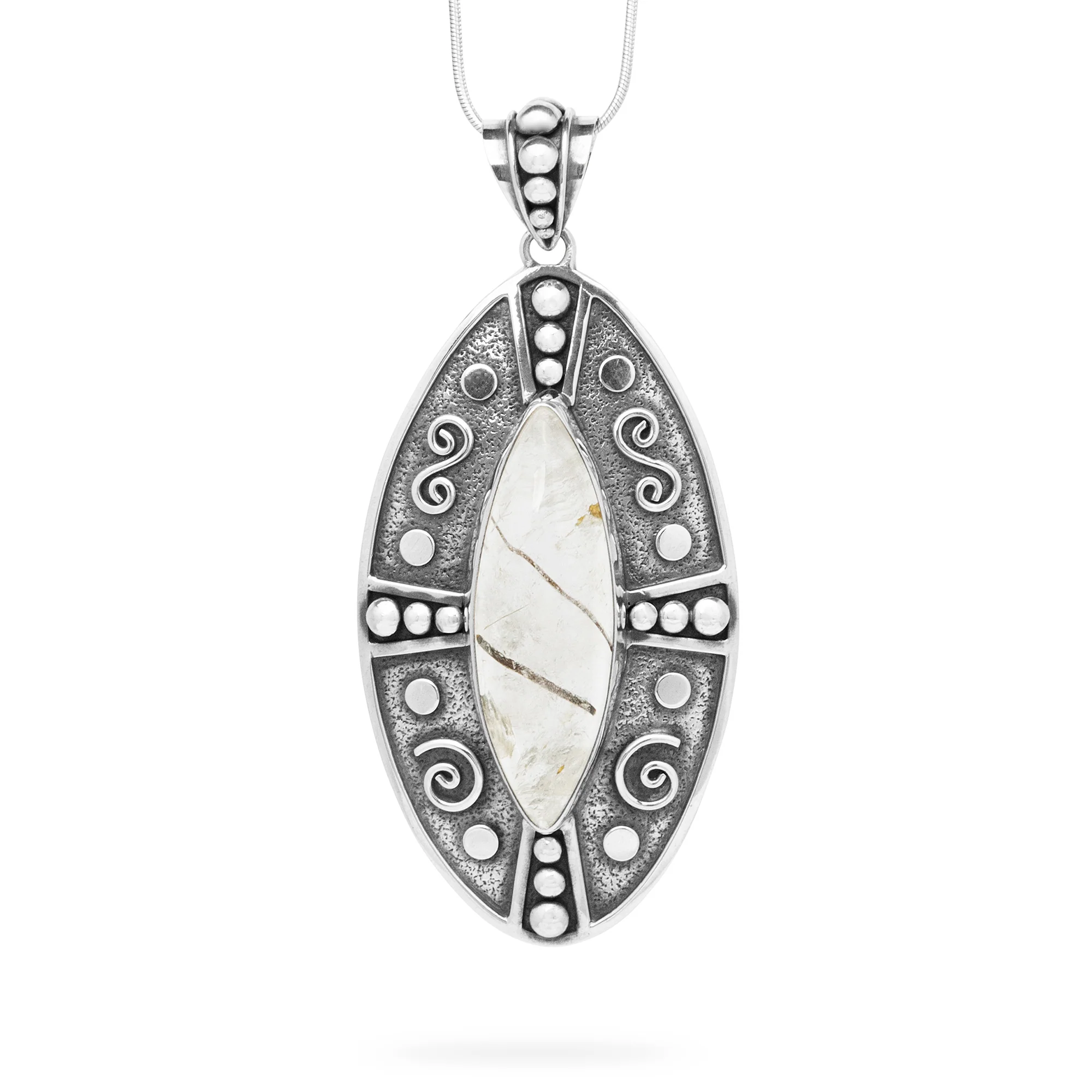 Bali Rutilated Quartz Oval Pendant (B606P01)