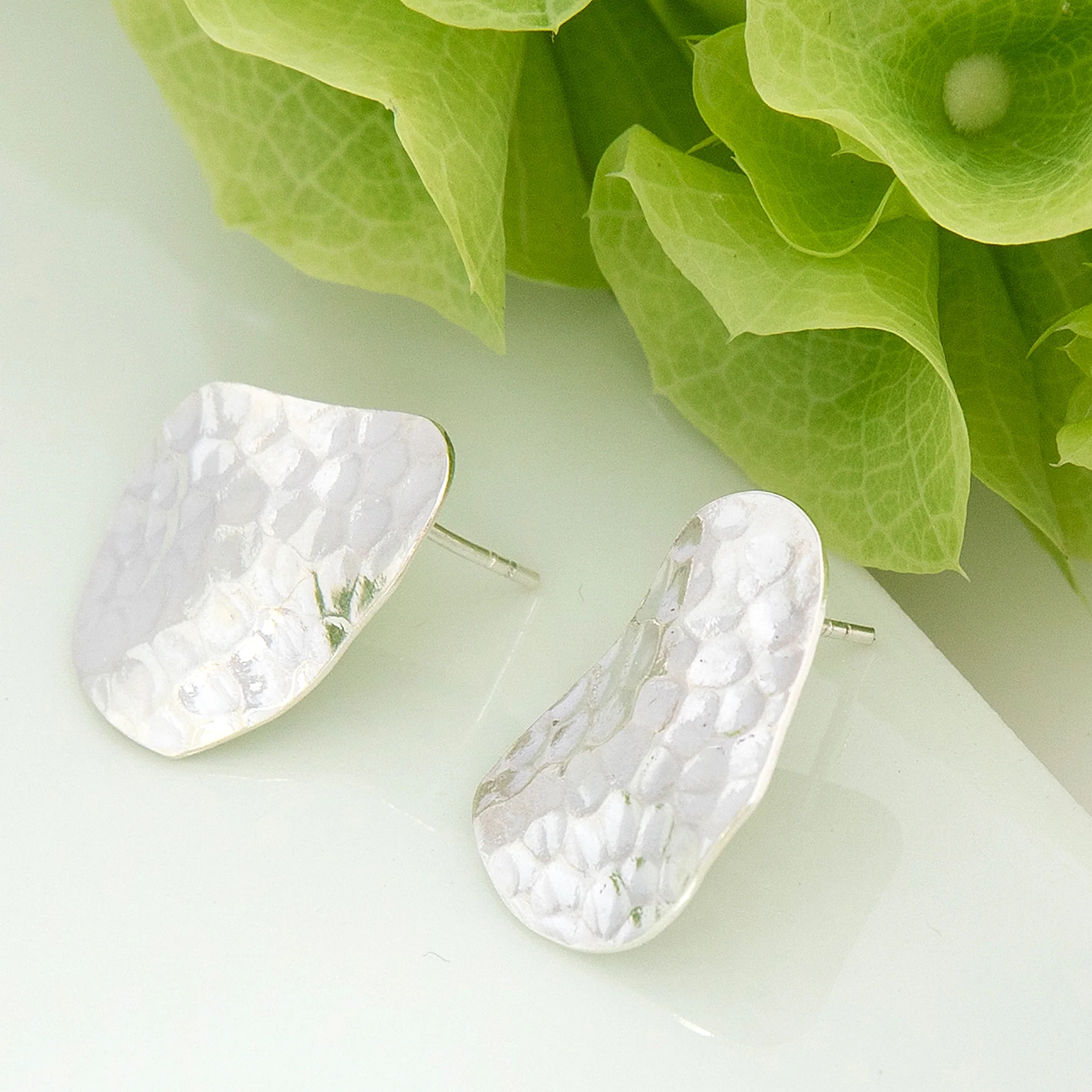 Bilbao Hammered Stud Earrings - Image 2