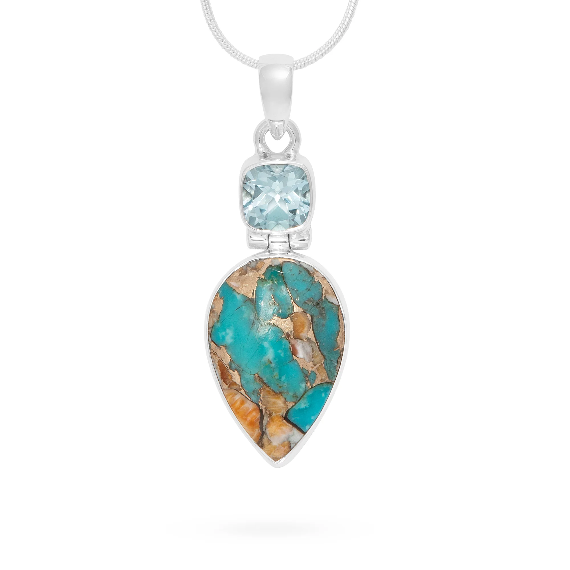Blue Topaz & Oyster Turquoise Pendant (B707P02)