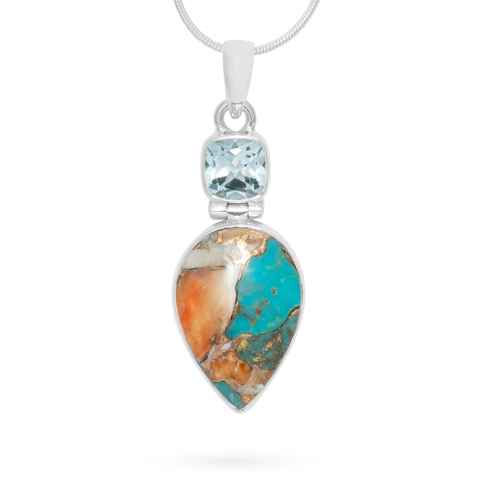 Blue Topaz & Oyster Turquoise Pendant (B707P04)