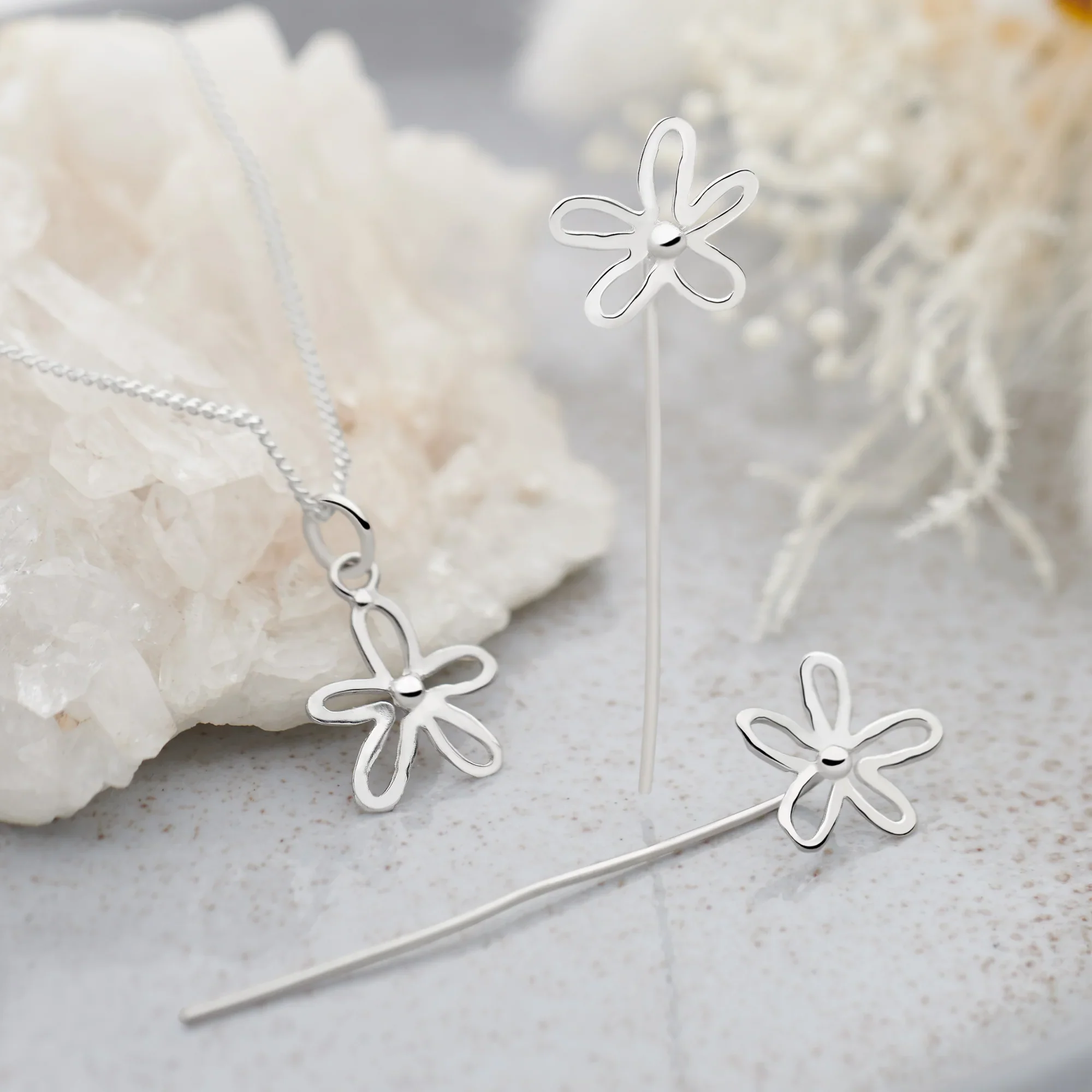 Silver Flower Necklace - Image 4