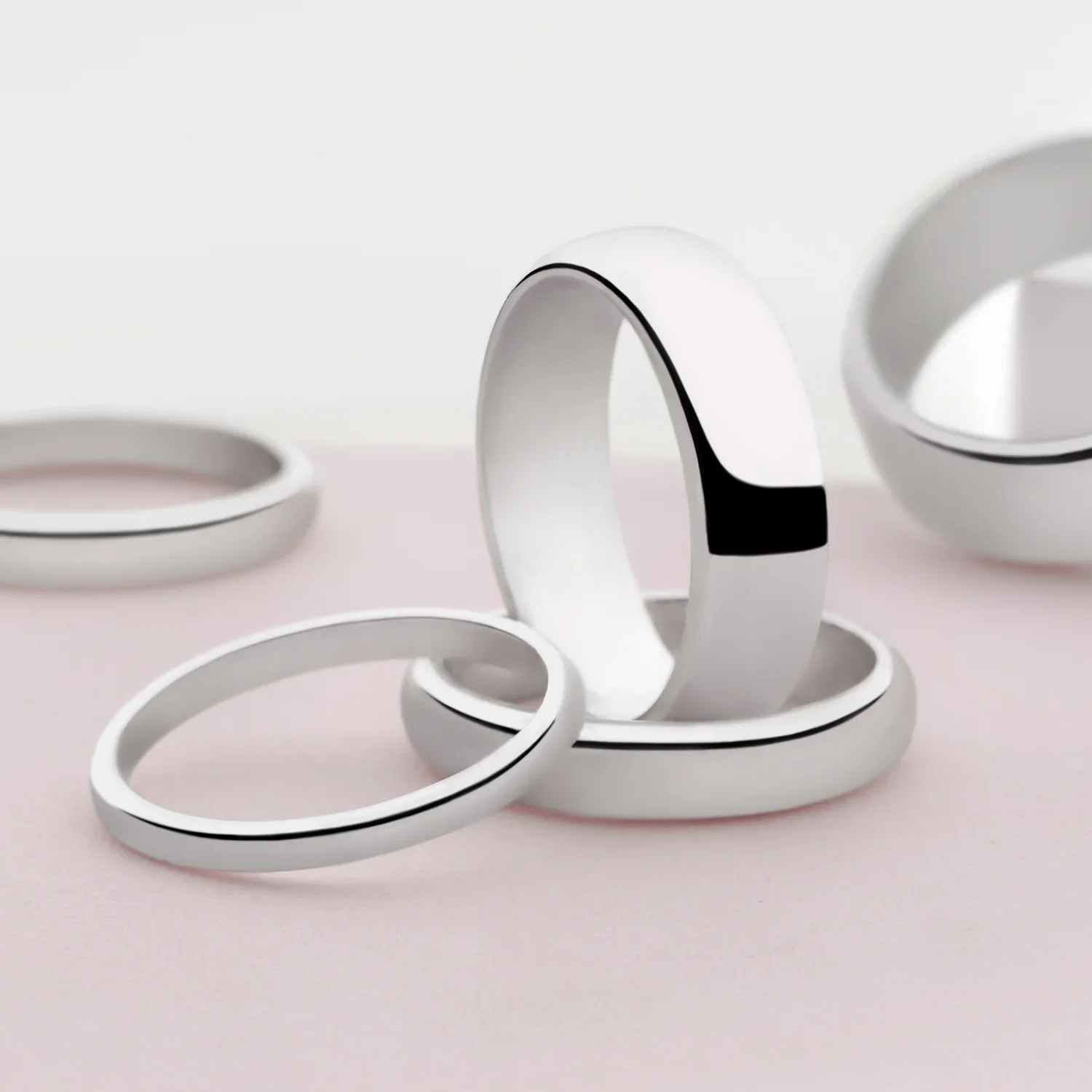 D-Shaped Silver Band Ring 4mm - Image 5