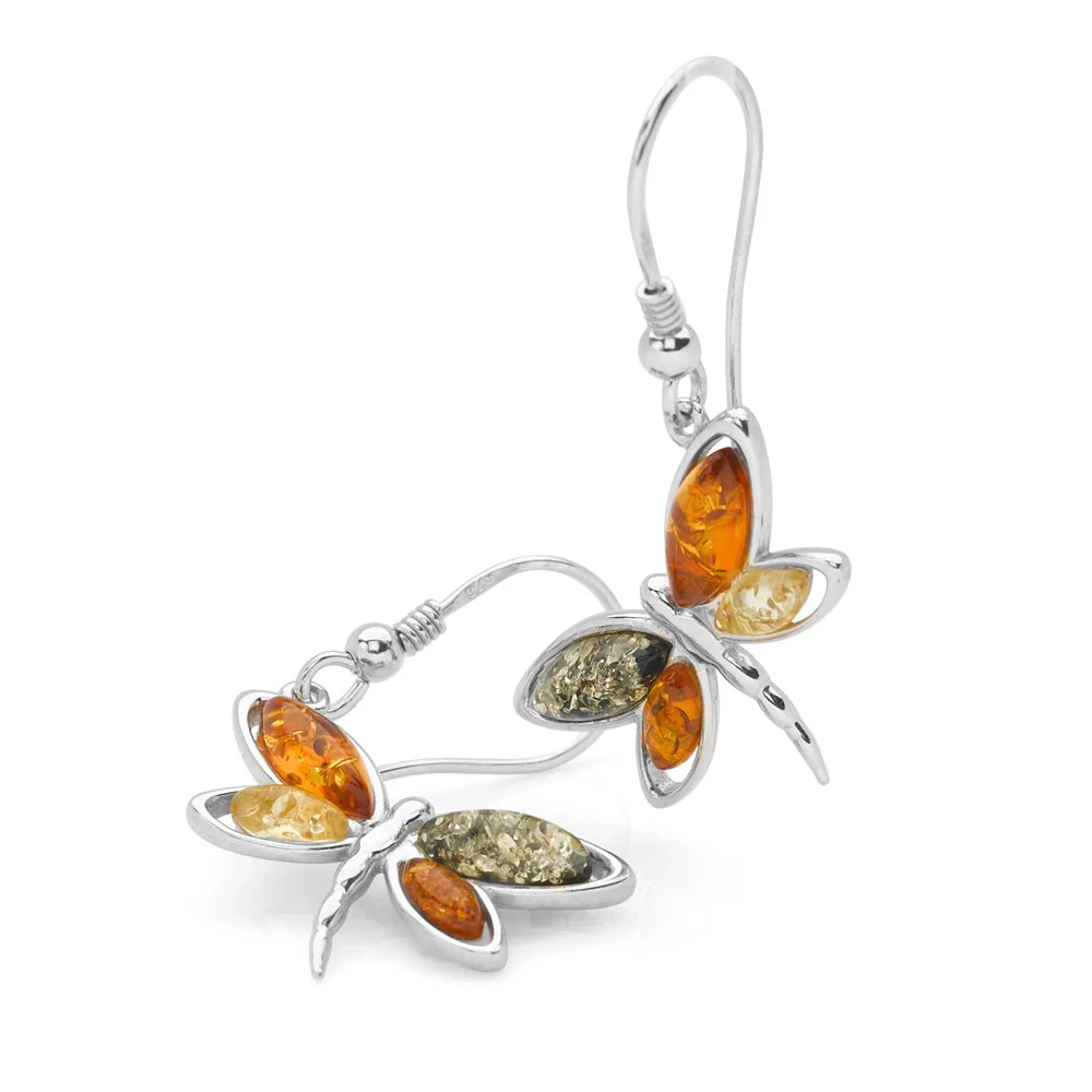 Dainty Dragonfly Amber Earrings - Image 4