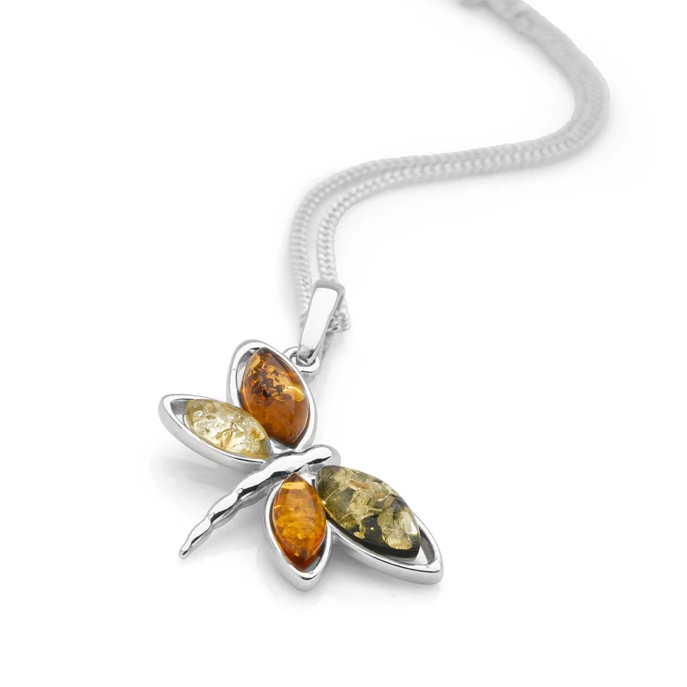 Dainty Dragonfly Amber Pendant - Image 3