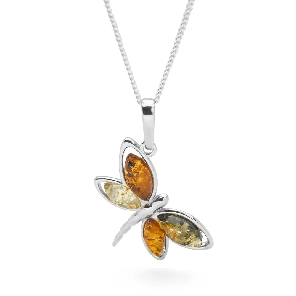 Dainty Dragonfly Amber Pendant - Image 4
