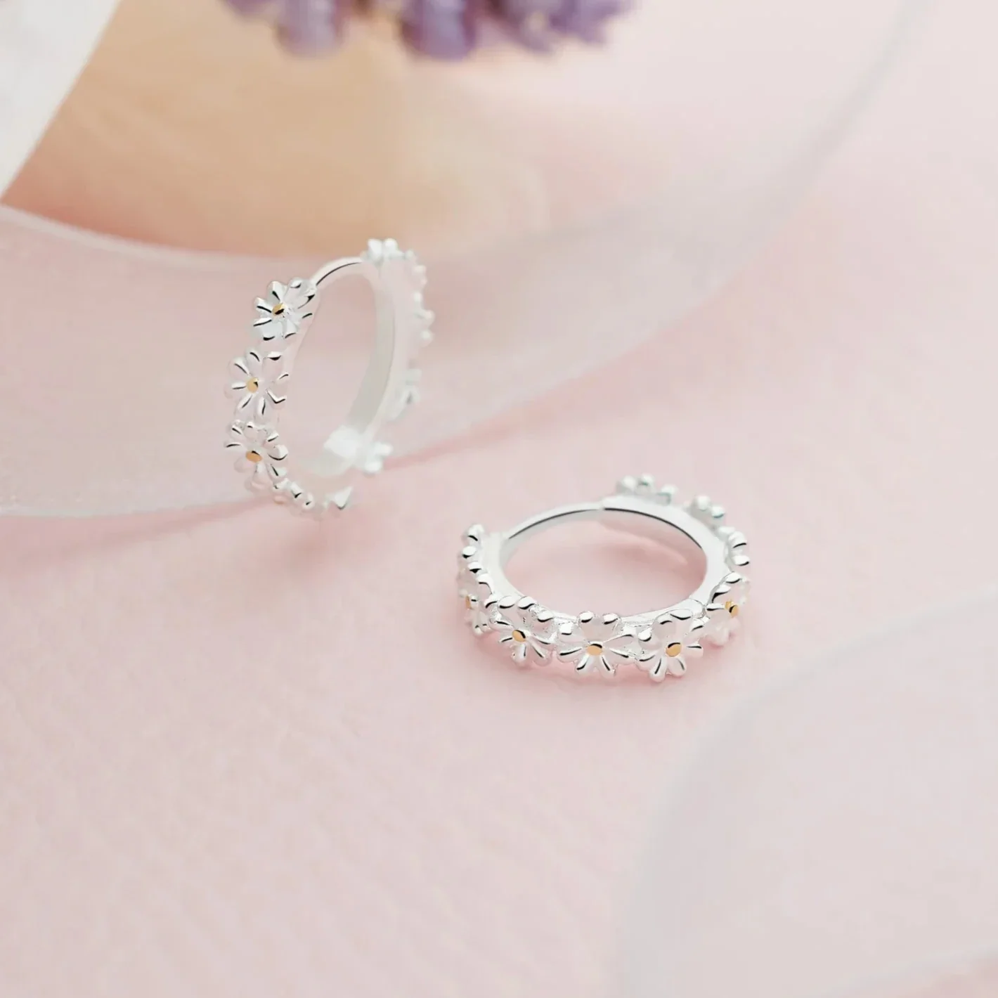 Daisy Chain Huggie Hoops - Medium - Image 2