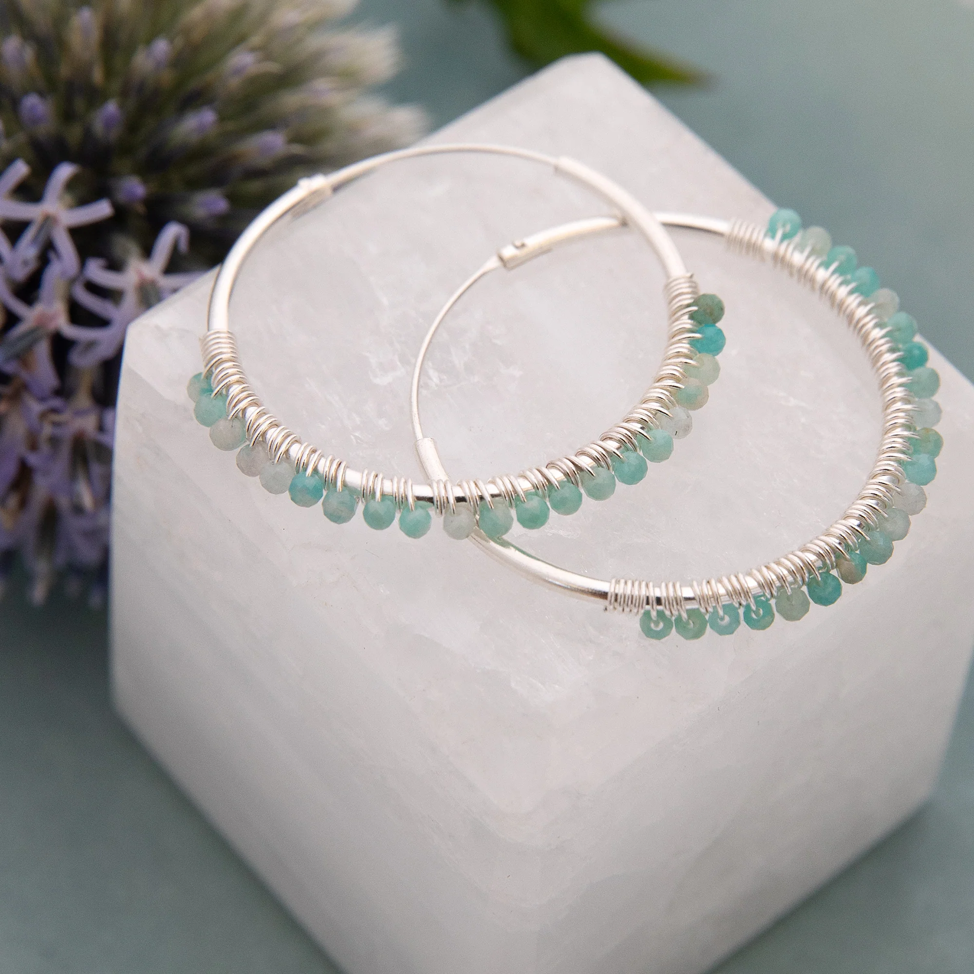 Amazonite Large Hoops - Image 3