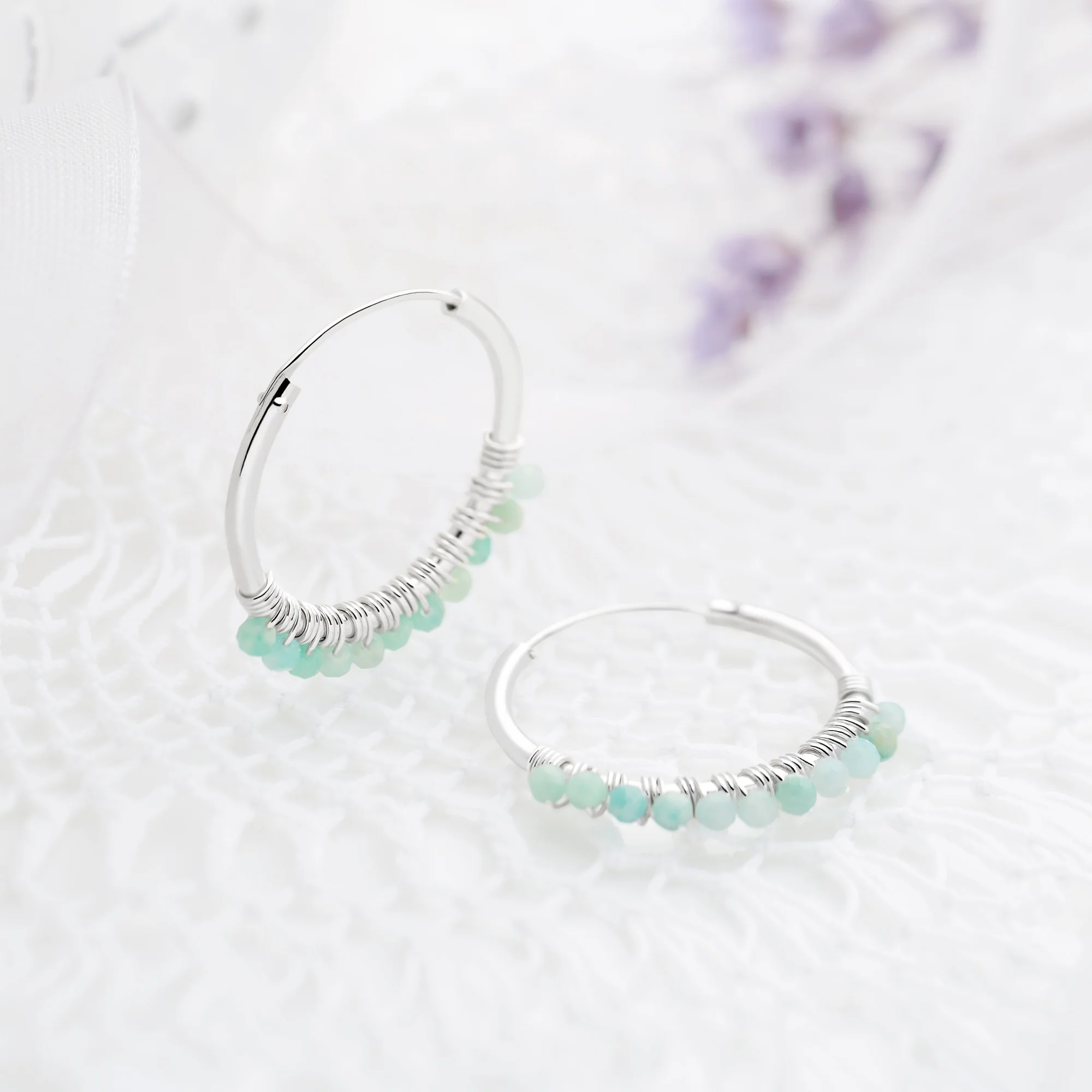 Amazonite Midi Hoops - Image 4