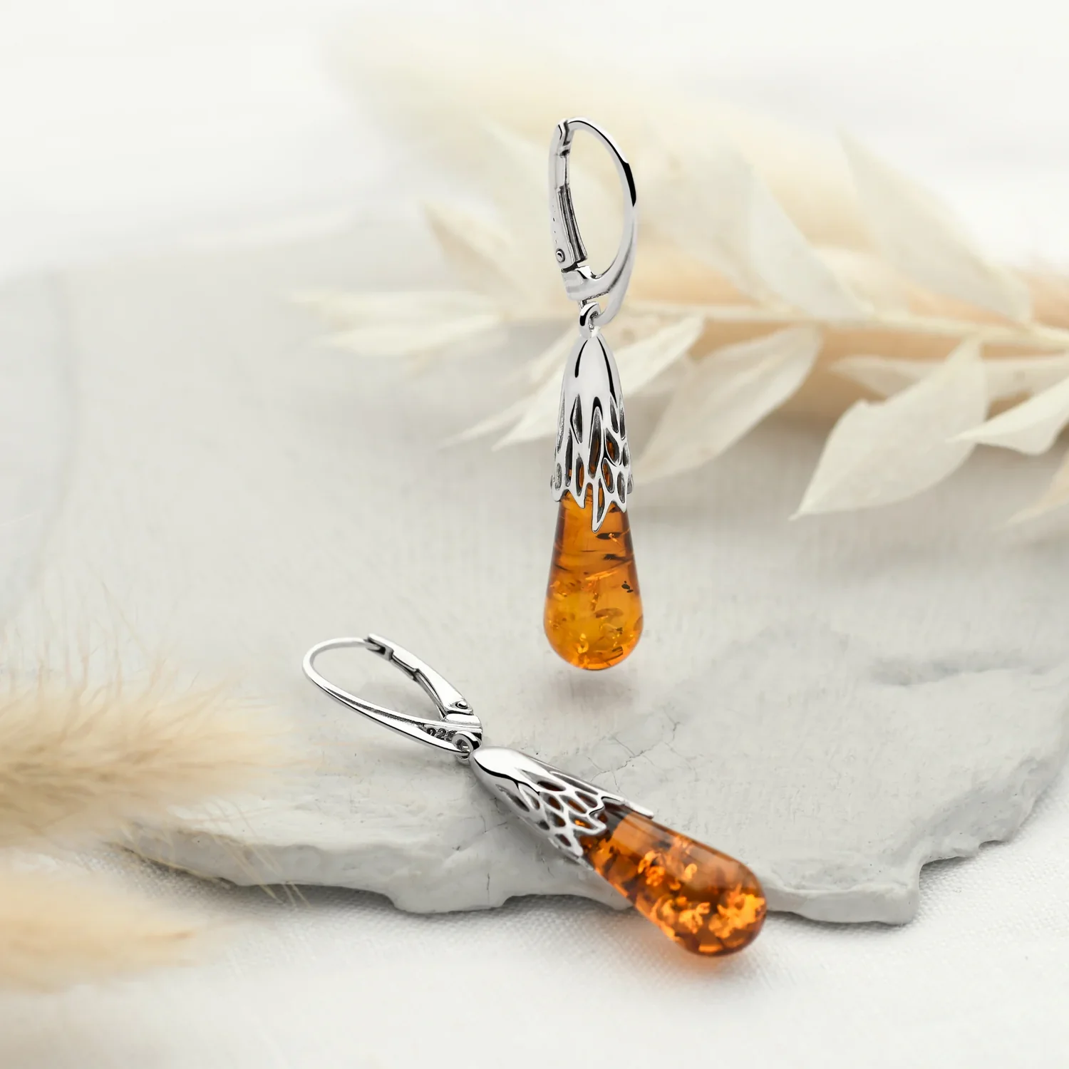 Melting Amber Drop Earrings - Image 3