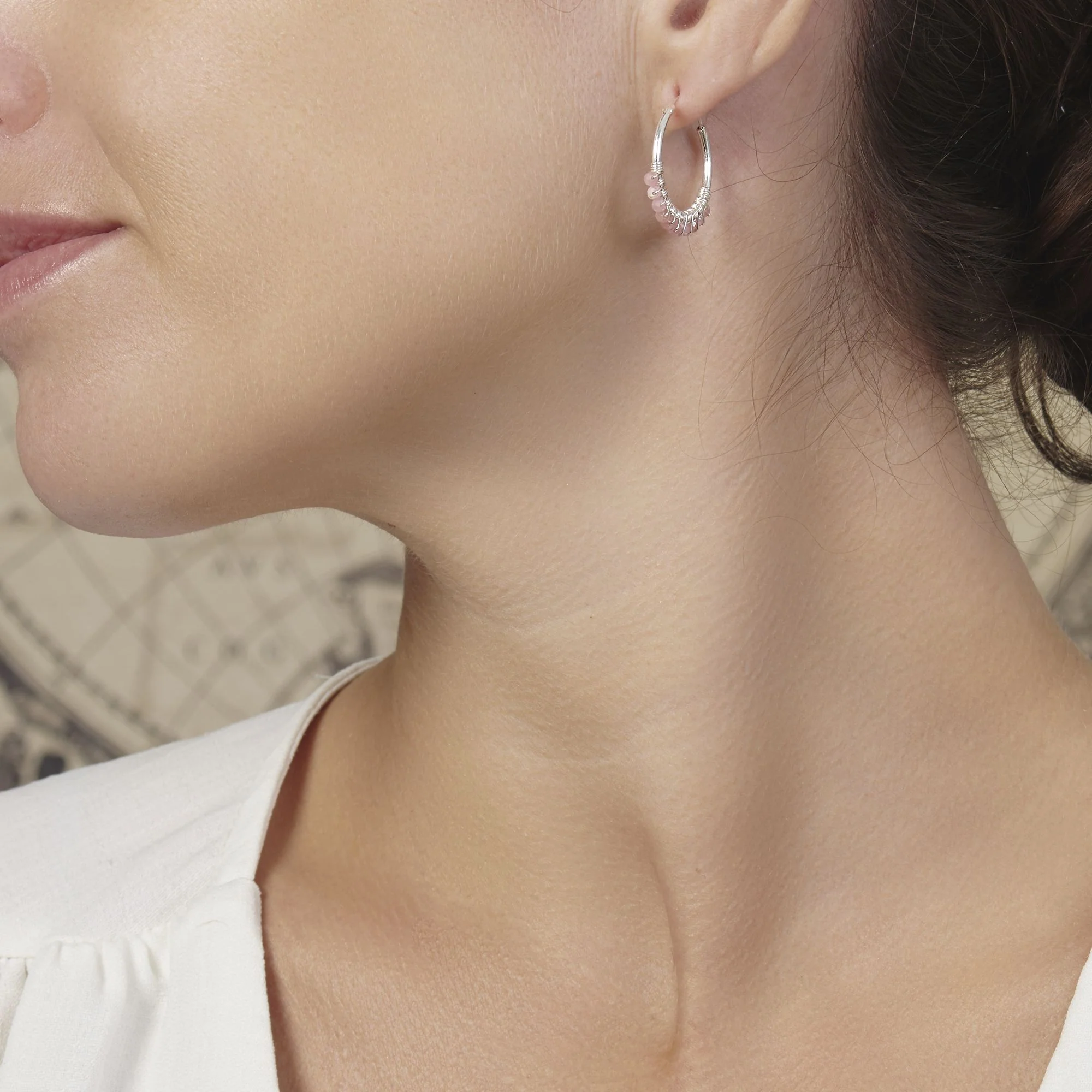 Tourmaline Silver Hoops - Image 2