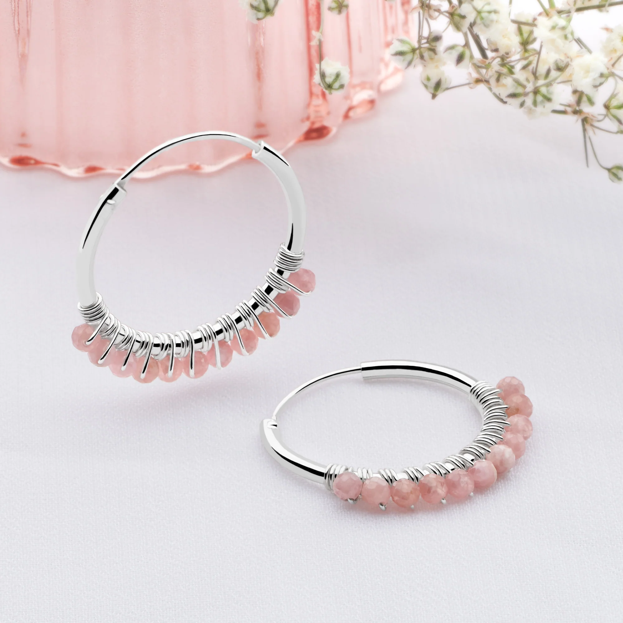 Tourmaline Silver Hoops - Image 3