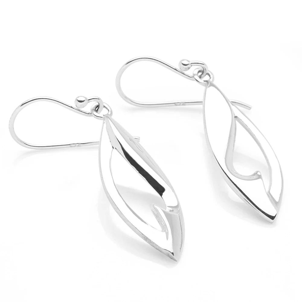 Silver Eucalyptus Shine Earrings - Image 3