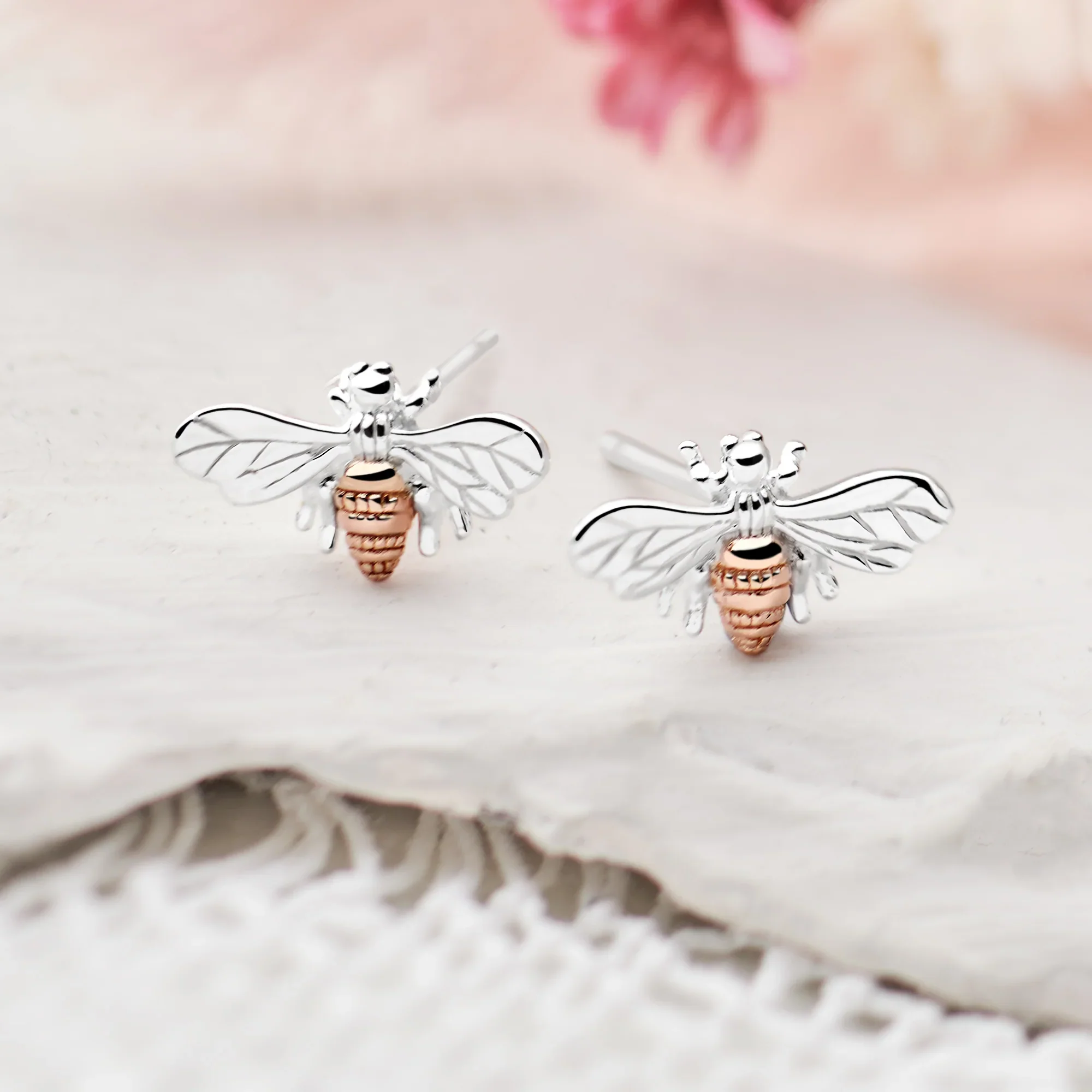 Golden Bee Silver Earrings - Image 2