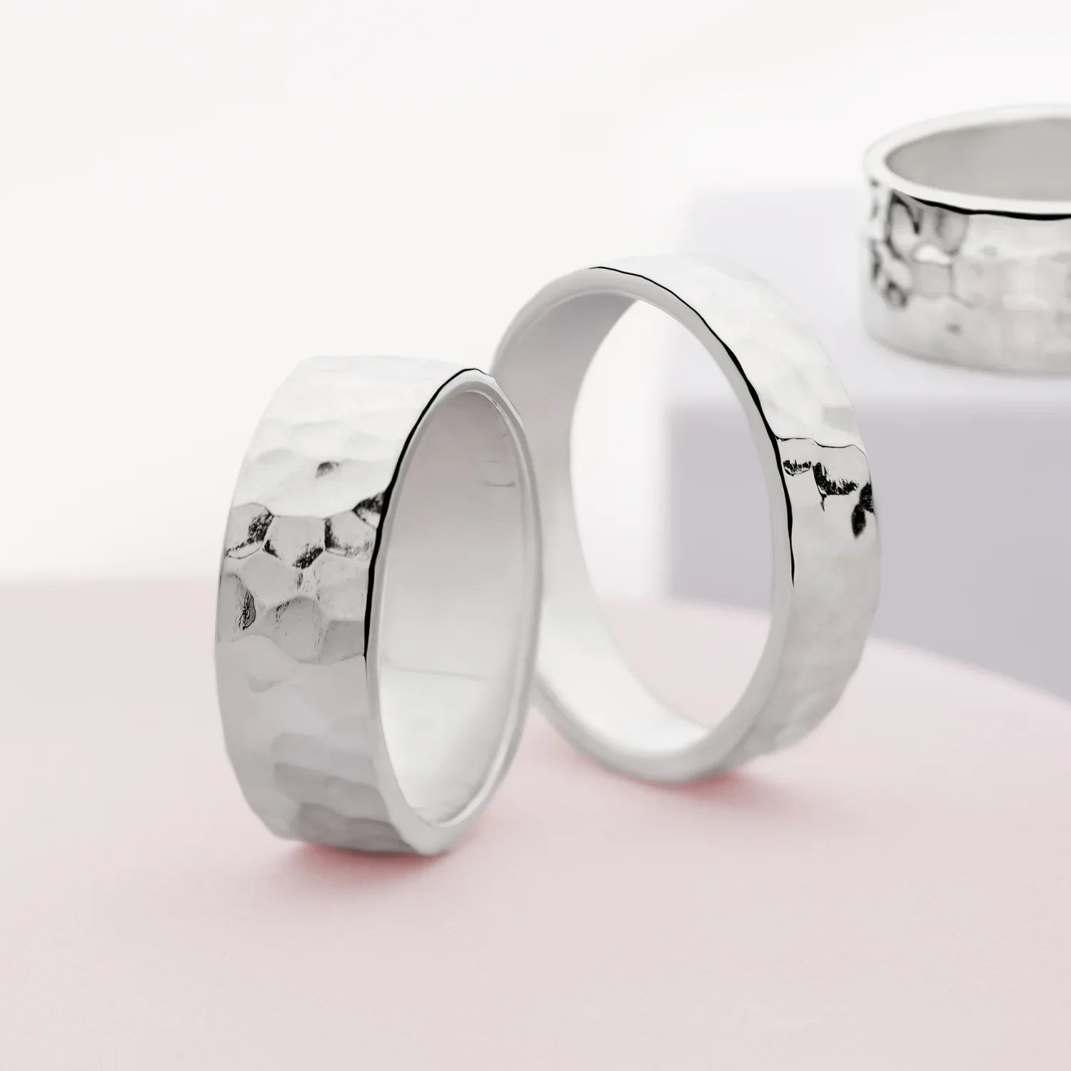 Hammered Flat Silver Band Ring 5mm - Image 3