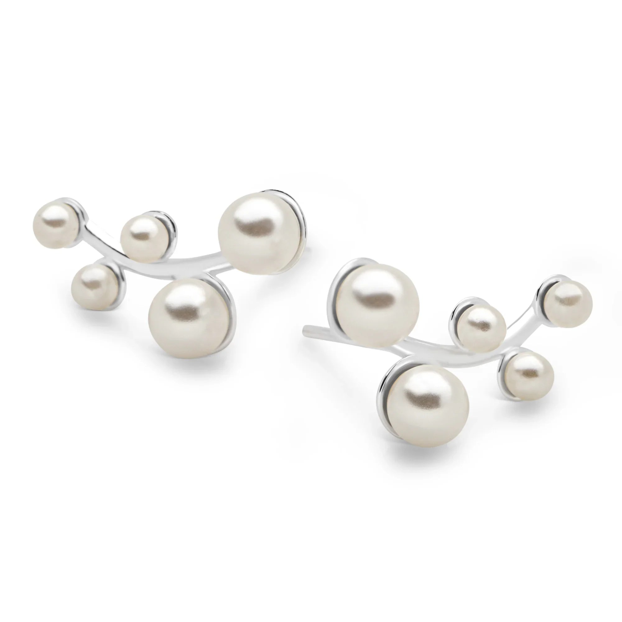High Pearl Stud Earrings