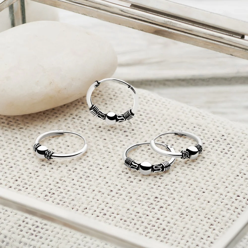 Bali Kama Silver Hoop Set - Image 3