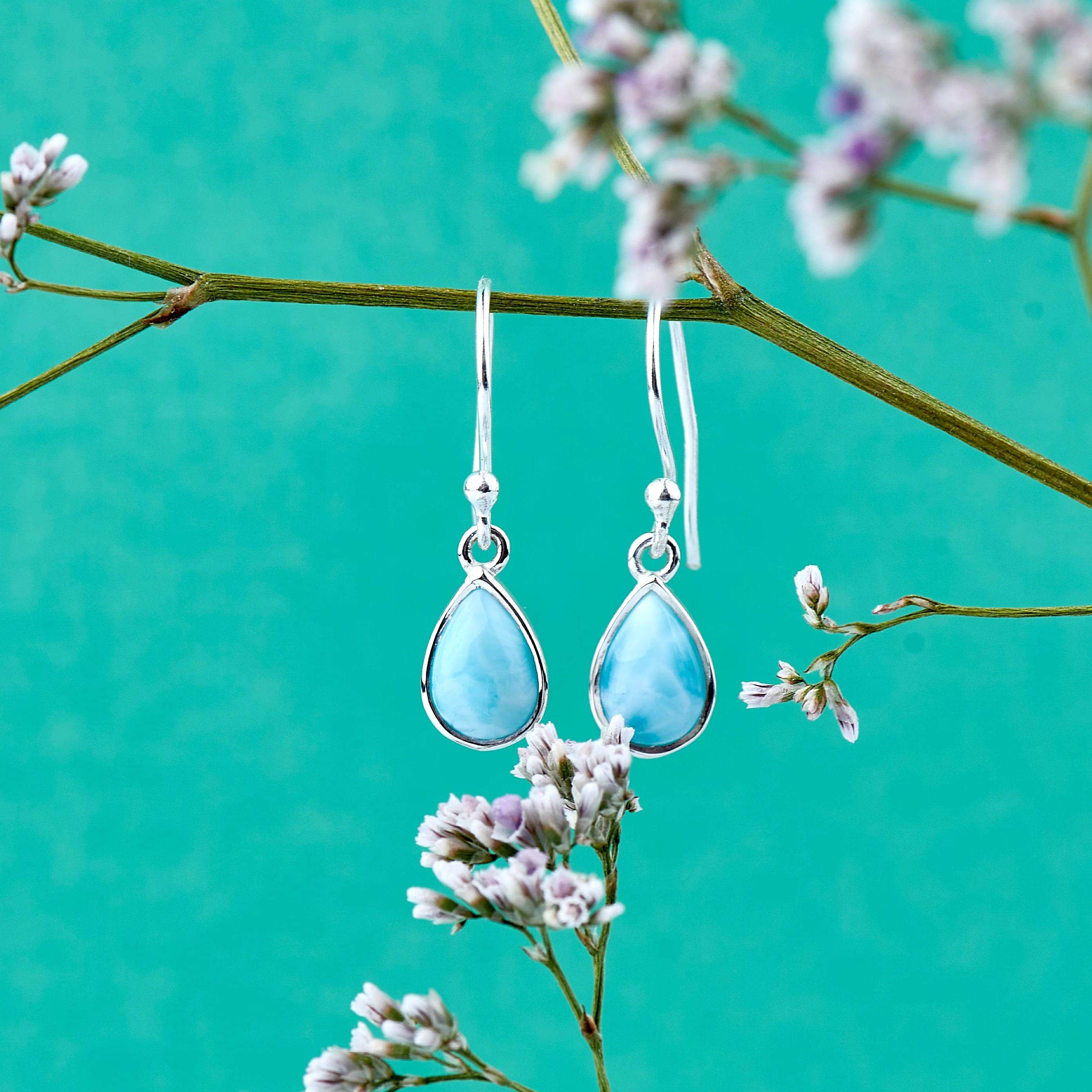 SOLD - Larimar Teardrop Earrings (B209E05) - Image 2