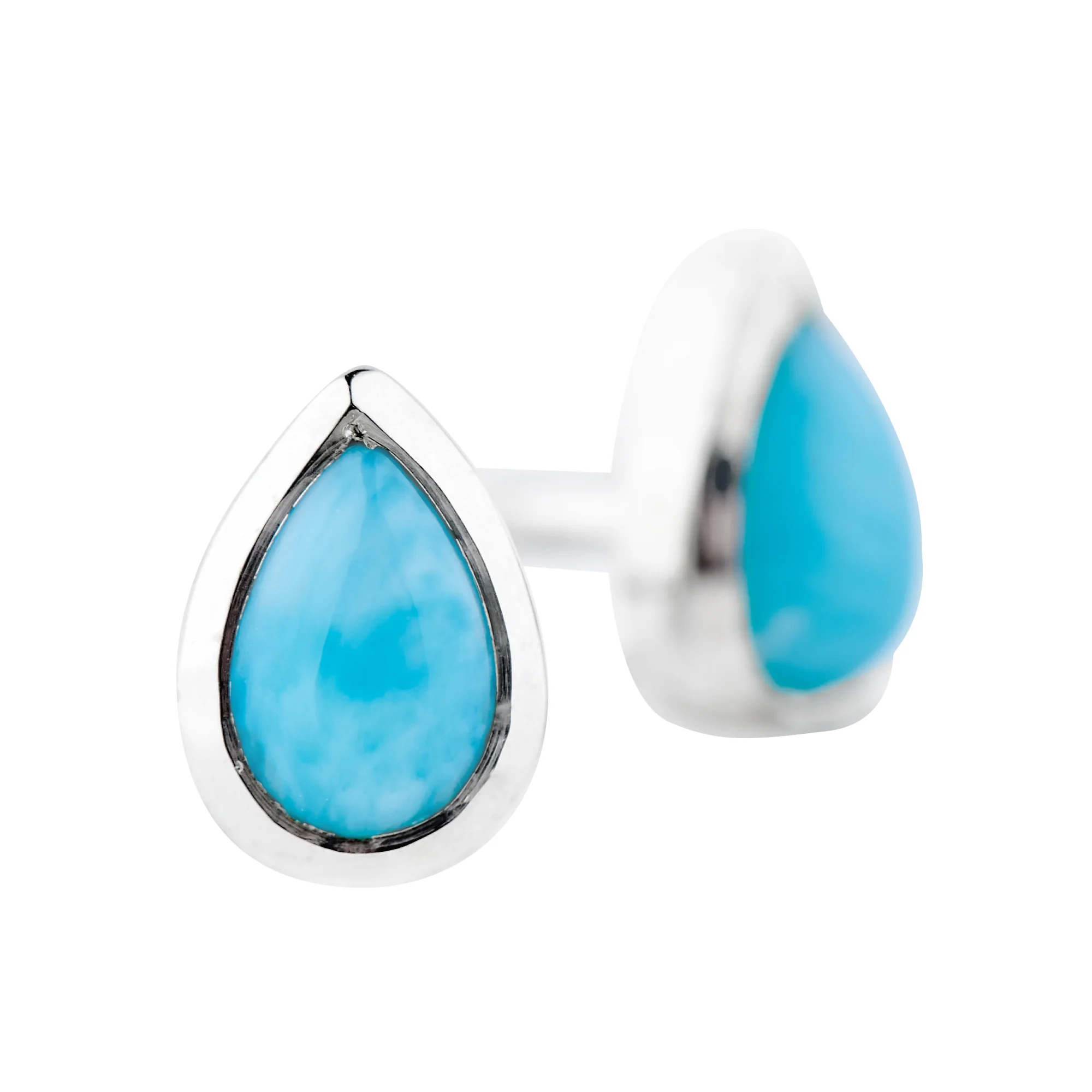 Larimar Teardrop Stud Earrings (B209E04) - Image 2