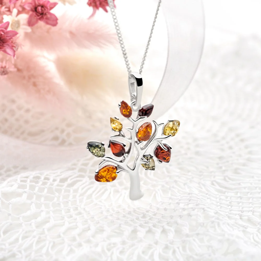 Multi Colour Amber Tree Pendant - Image 4
