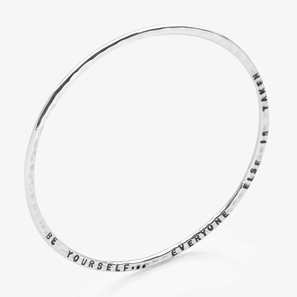 Personalised Hammered Silver Bangle - Image 4