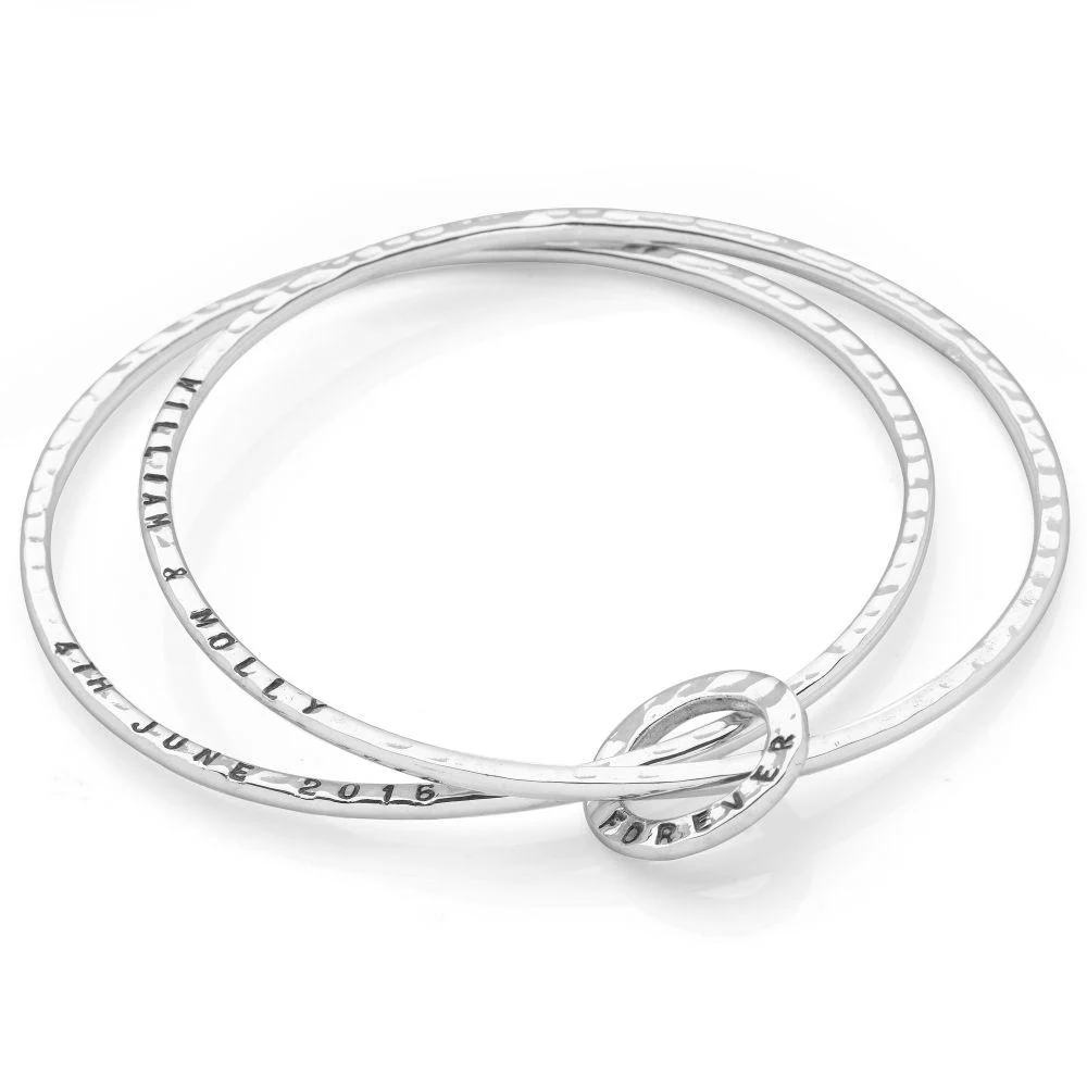 Personalised Hammered Silver Bangle