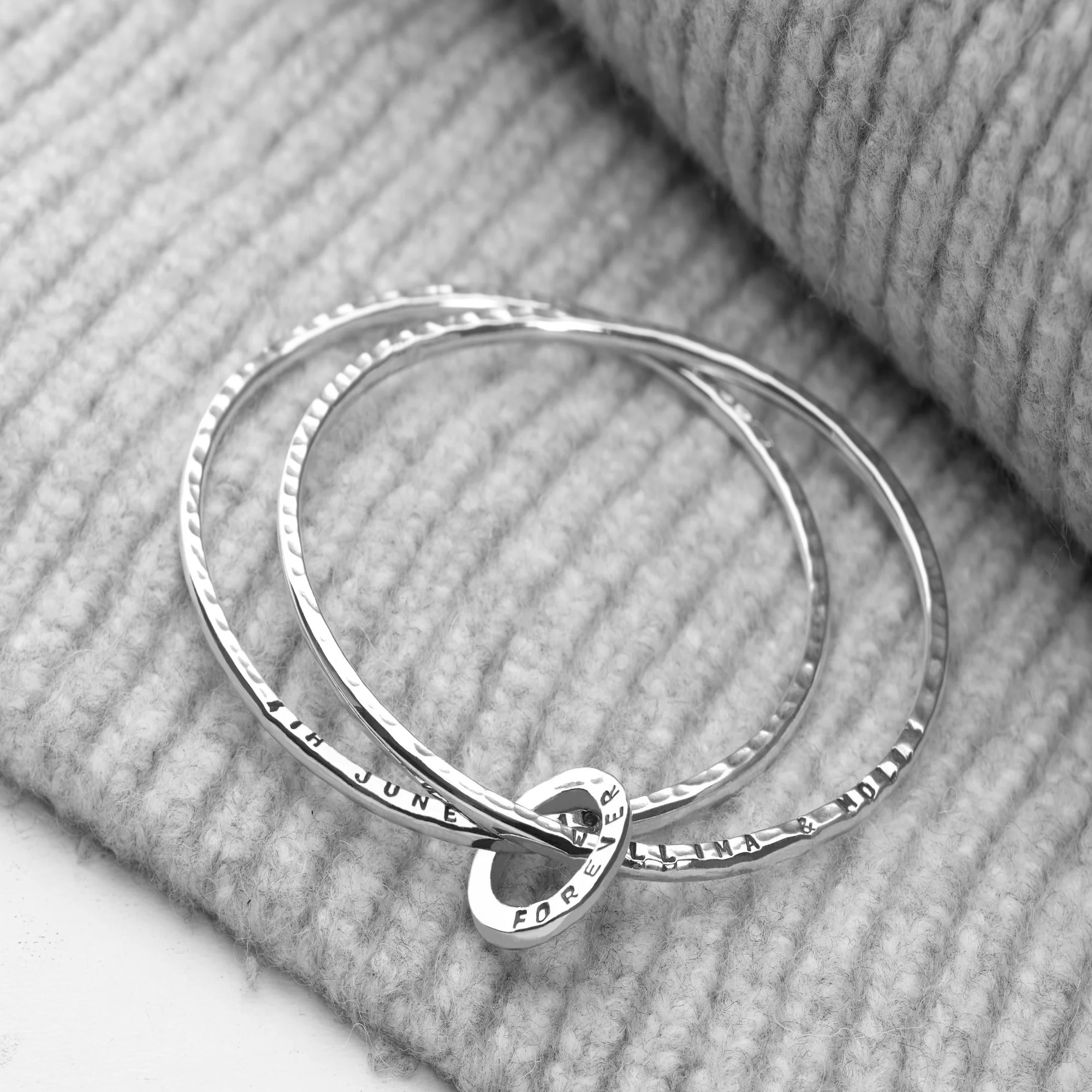 Personalised Hammered Silver Bangle - Image 3
