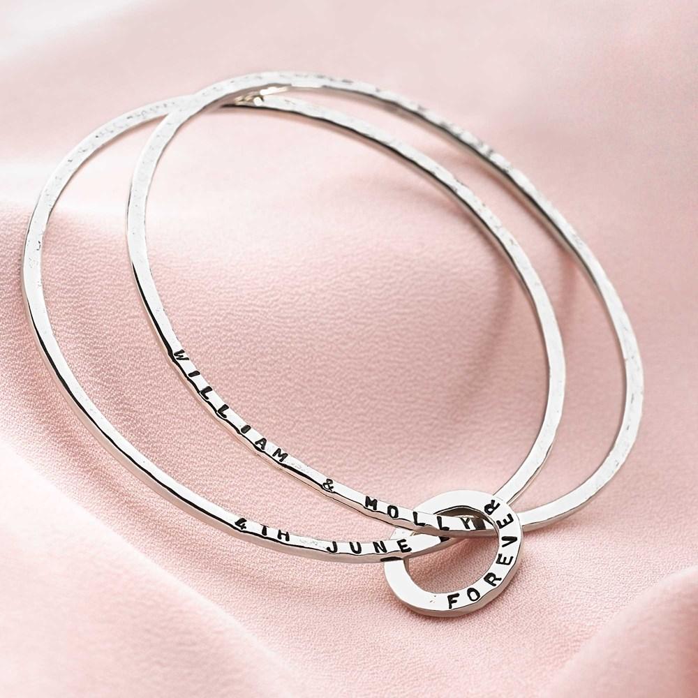 Personalised Hammered Silver Bangle - Image 4
