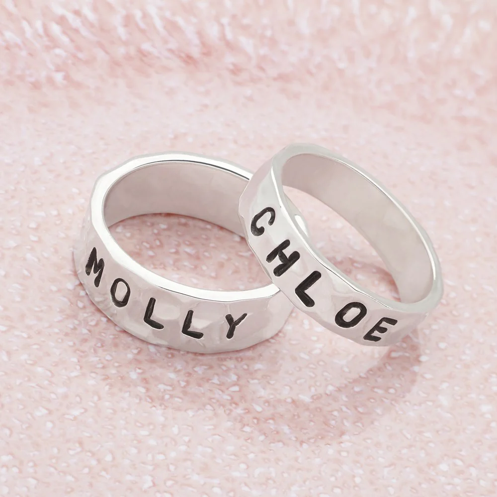 Personalised Message Ring - Hammered 5mm - Image 4