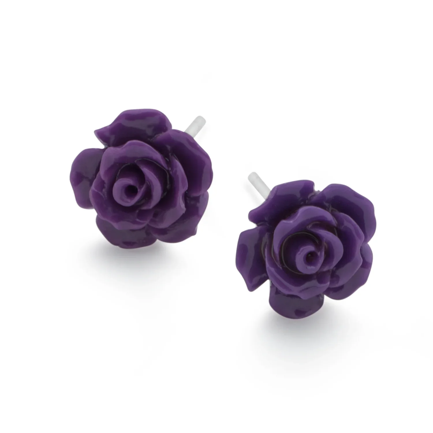 Purple Rose Stud Earrings