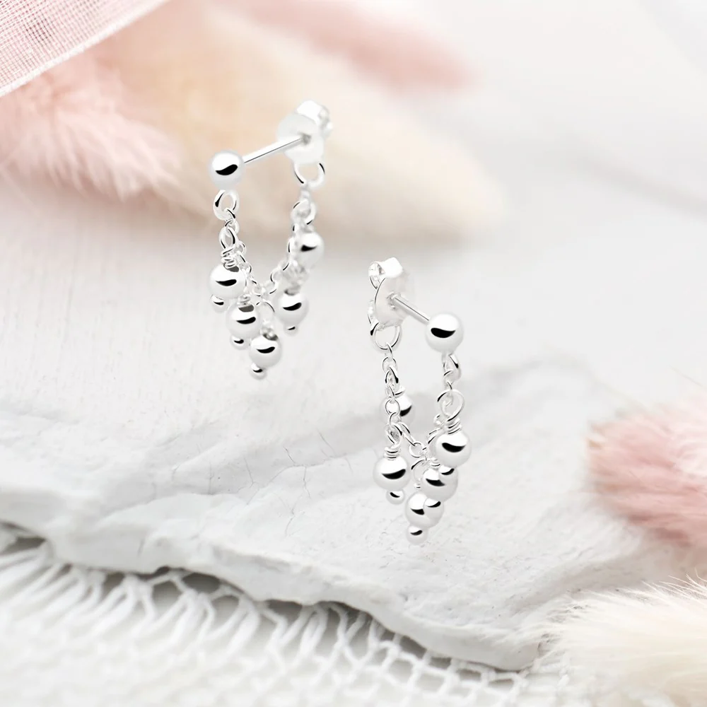 Raffia Silver Bead Earrings - Image 4
