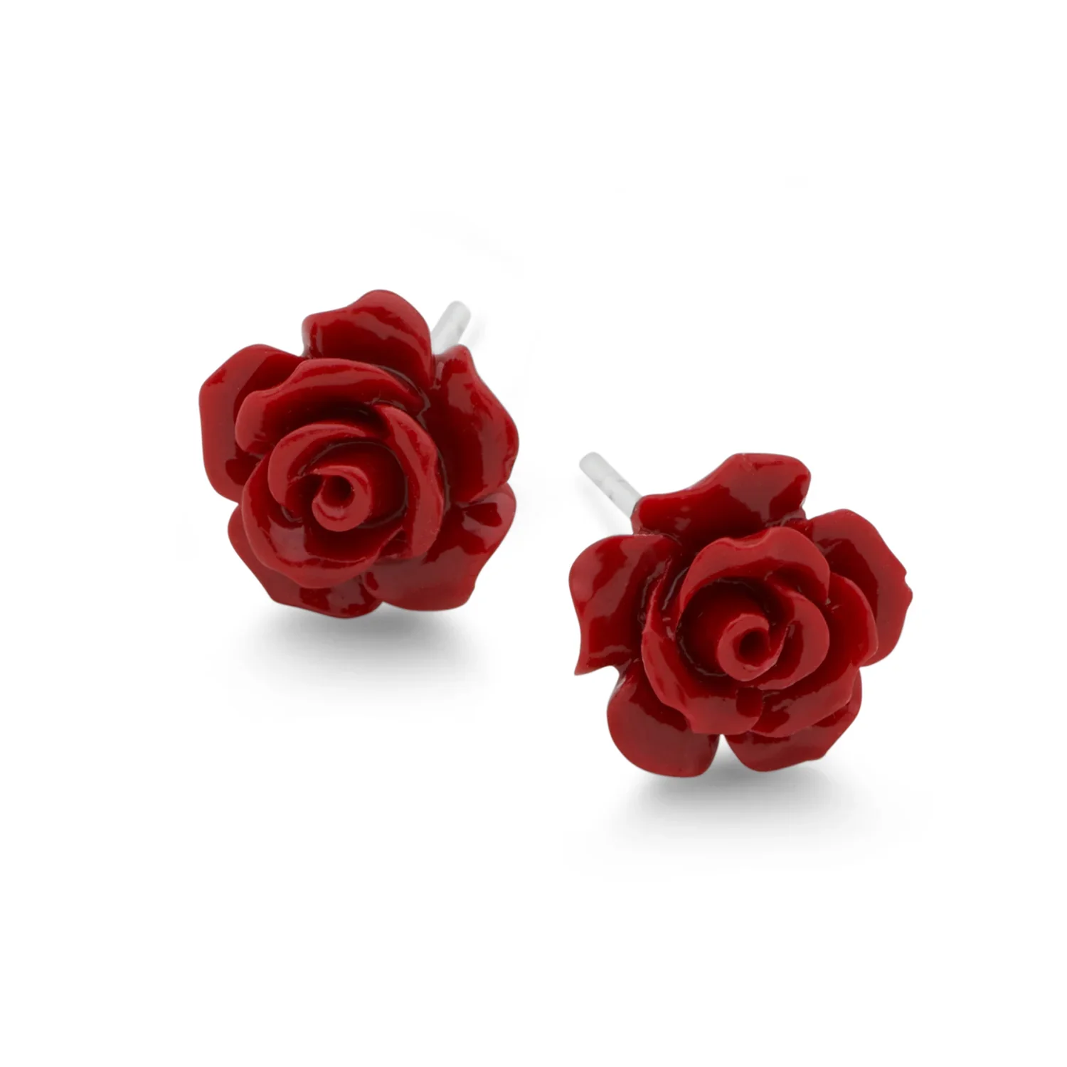 Red Rose Stud Earrings