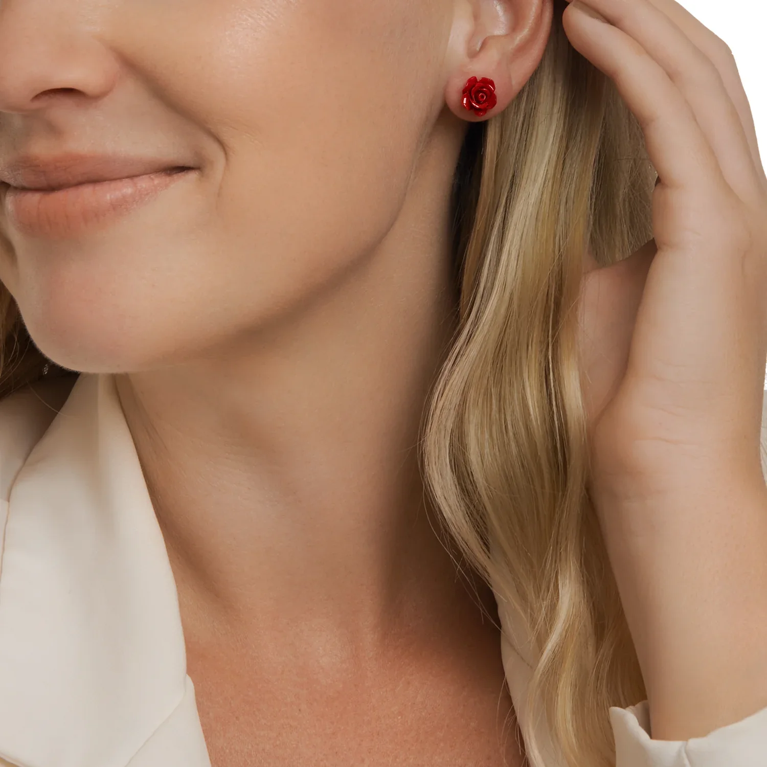 Red Rose Stud Earrings - Image 2