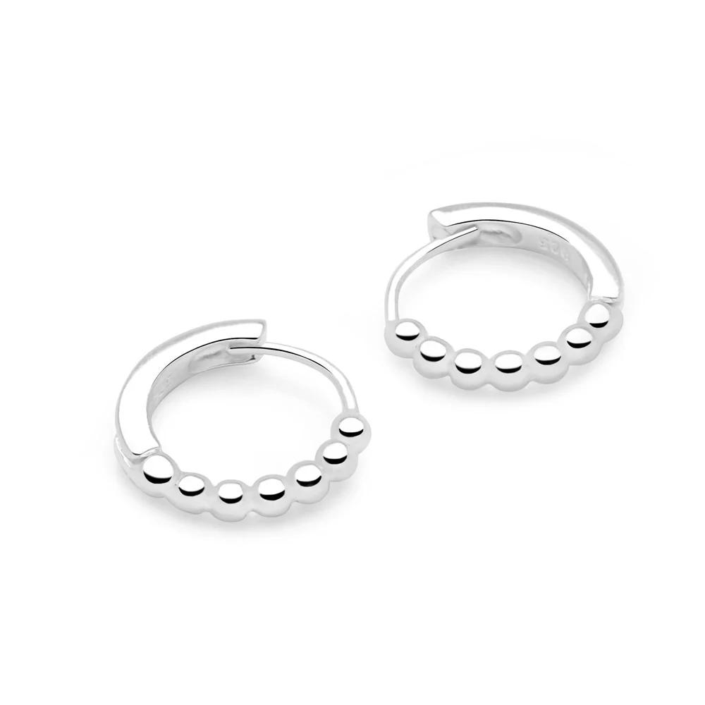 Reversible Silver Huggie Hoops - 12mm - Image 3
