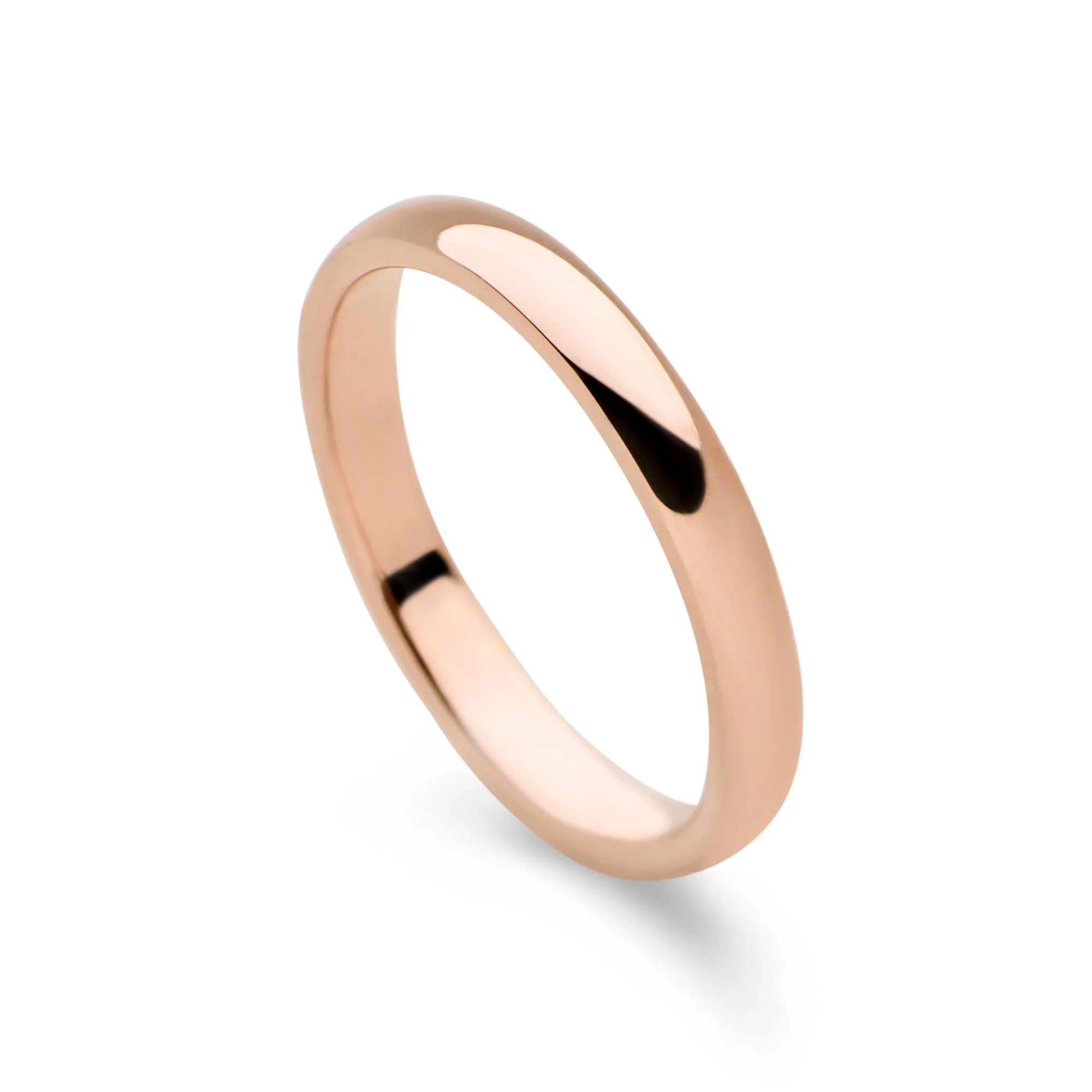 Rose Gold - D Shape Band Ring 3mm
