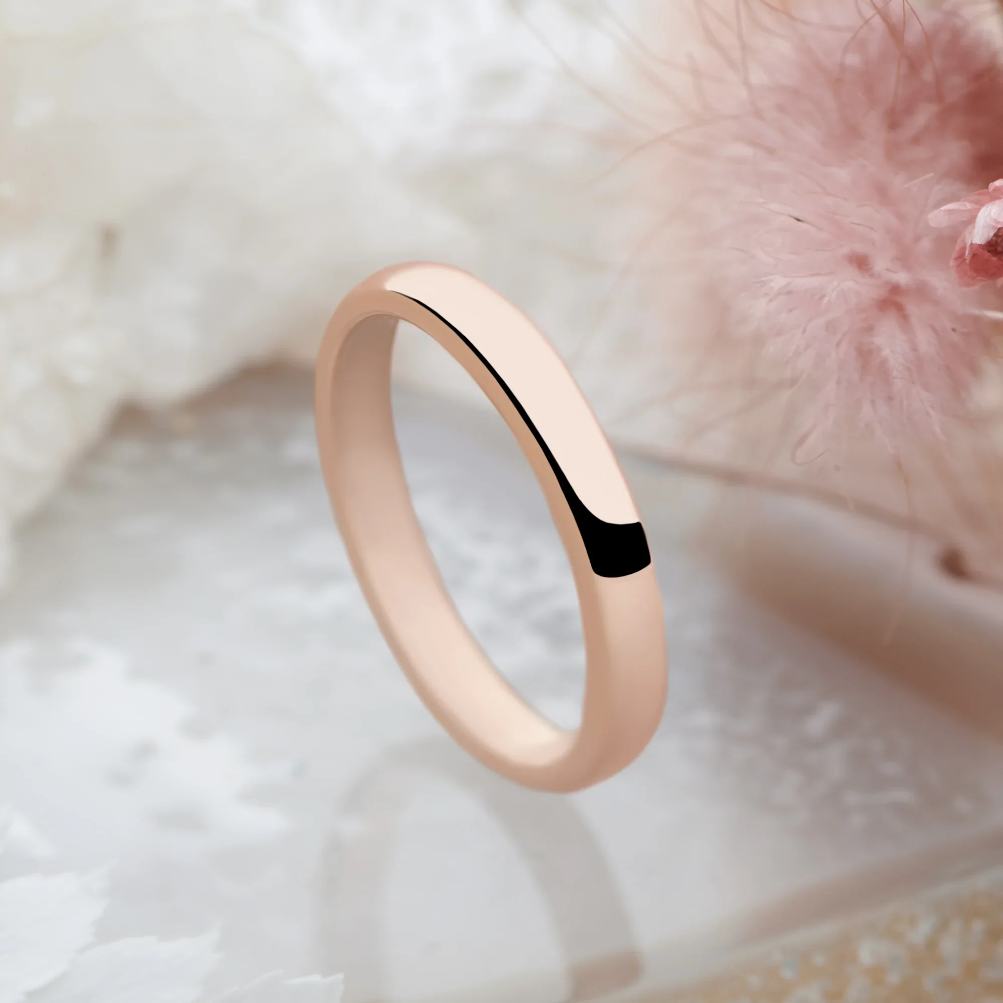 Rose Gold - D Shape Band Ring 3mm - Image 3