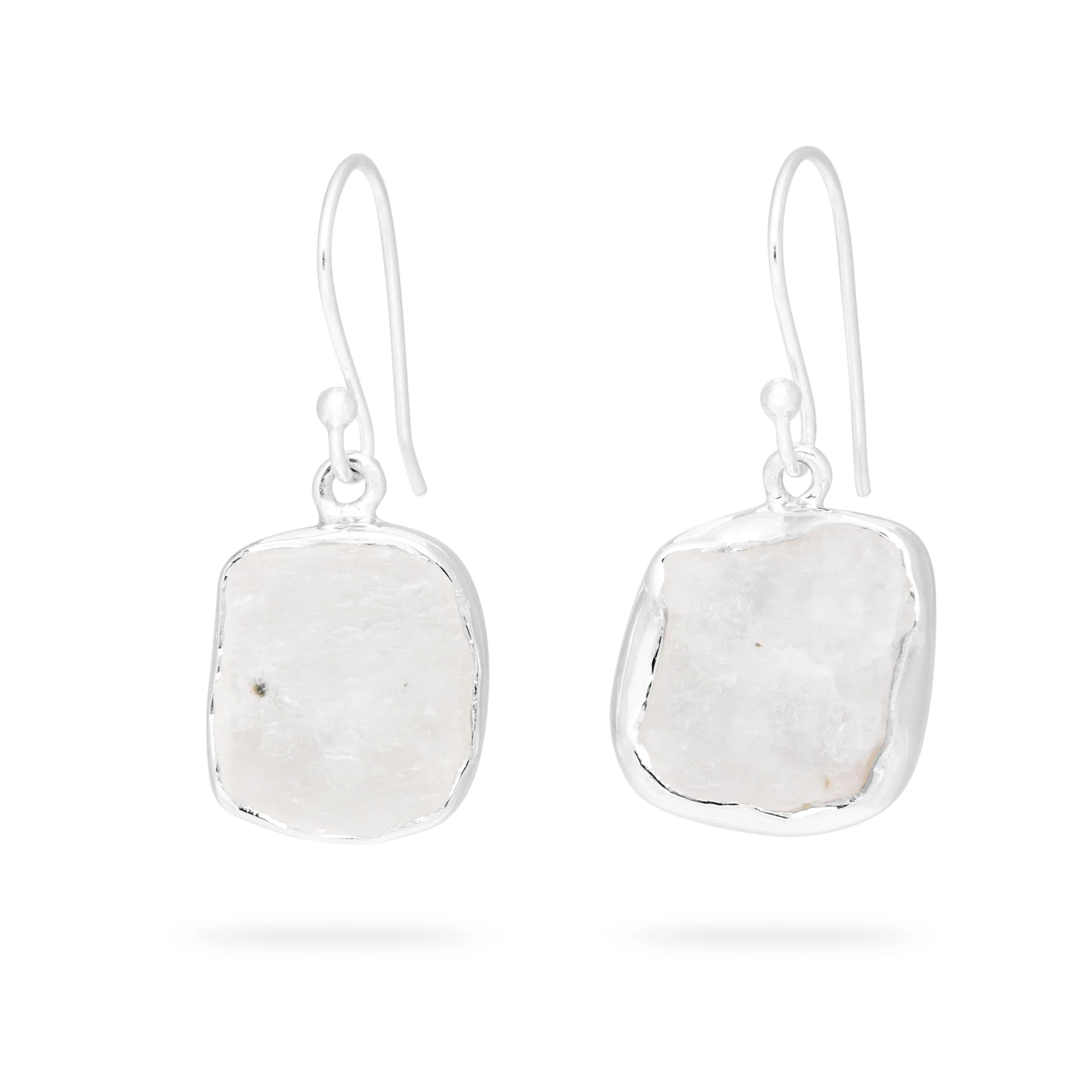 Rough Rainbow Moonstone Drop Earrings (B288E01)