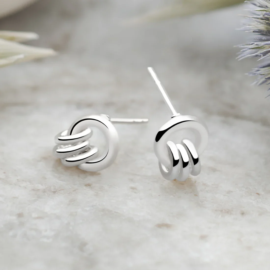 Silver Links Stud Earrings - Image 3