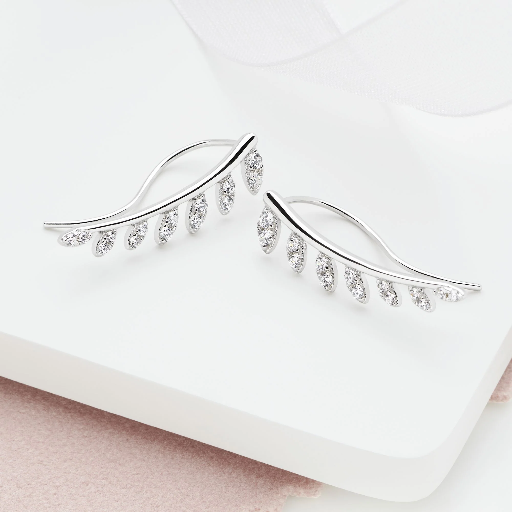 Sparkling Leaf Ear Climber - Image 3