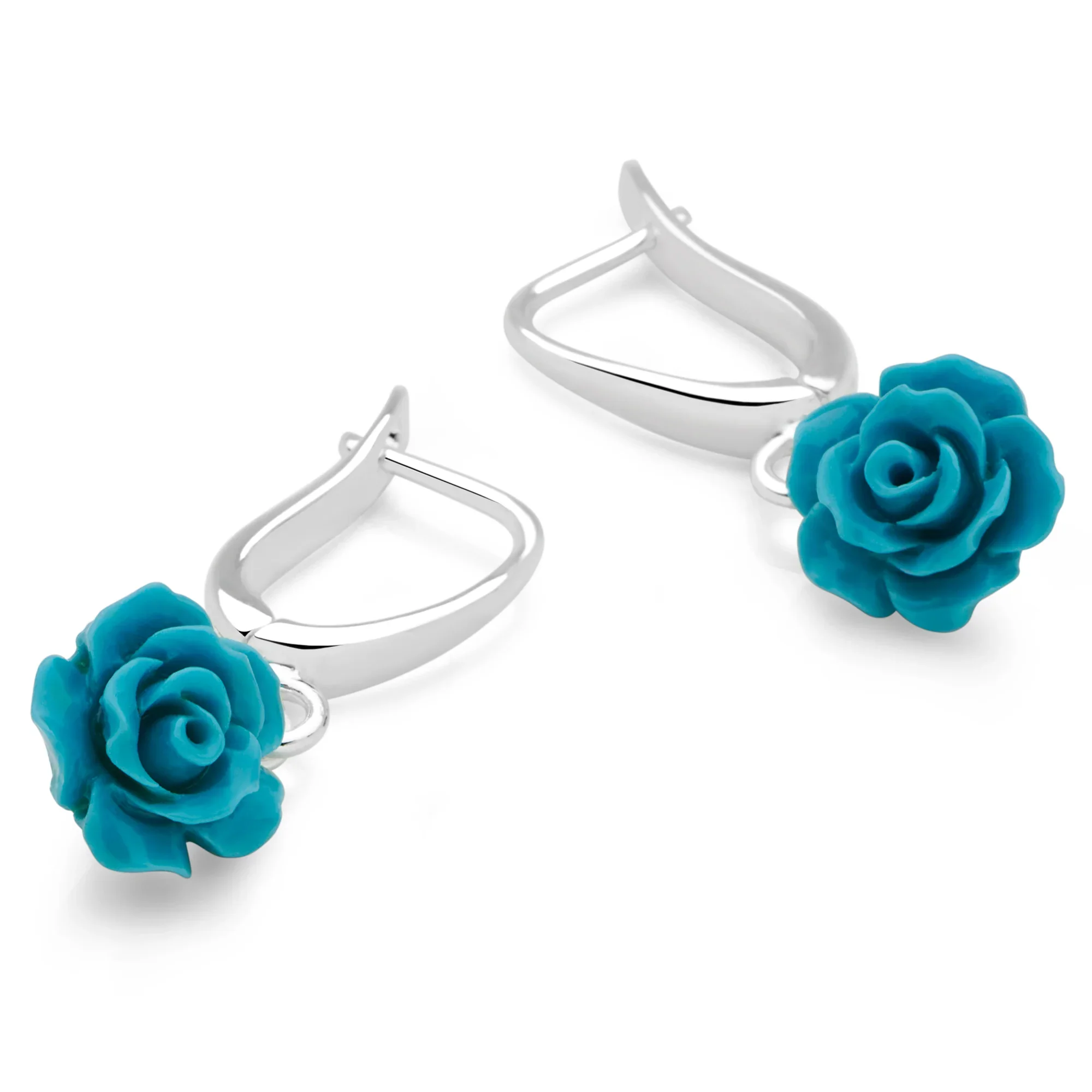 Turquoise Rose Drop Earrings